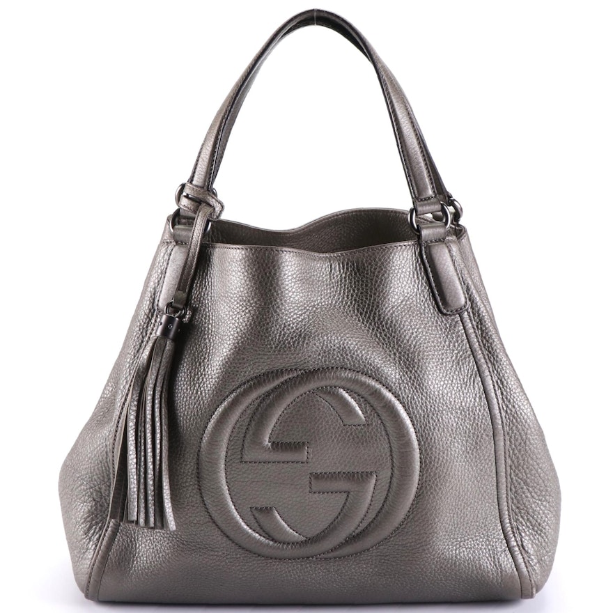 Gucci Soho Shoulder Bag in Metallic Pebbled Leather