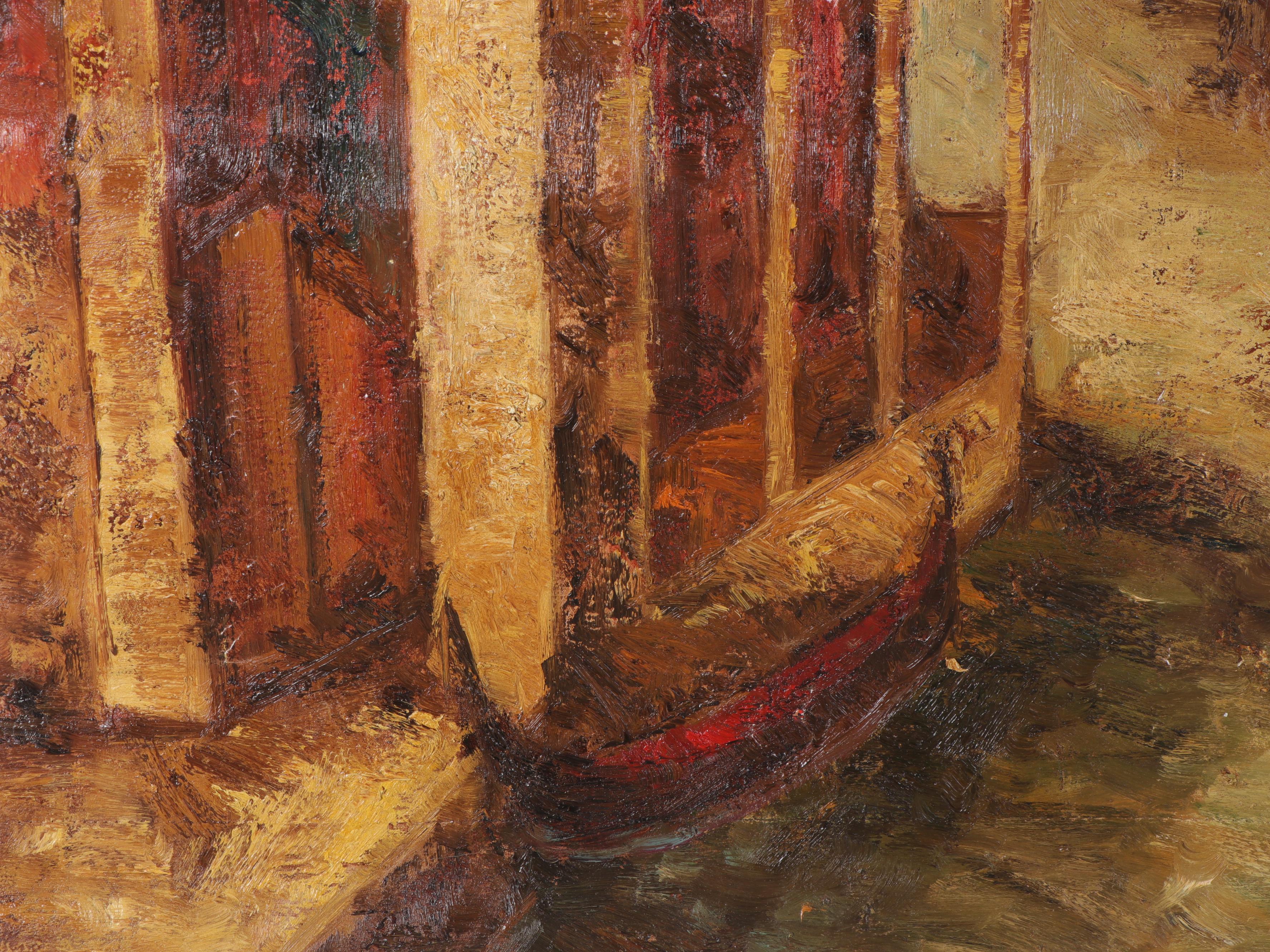 Richard Oil Paintings of European Canal Scenes, Late 20th Century