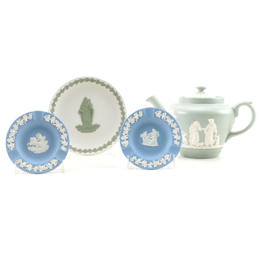 Wedgwood and Dudson Hanley Earthenware Teapot, Ashtrays and Plate