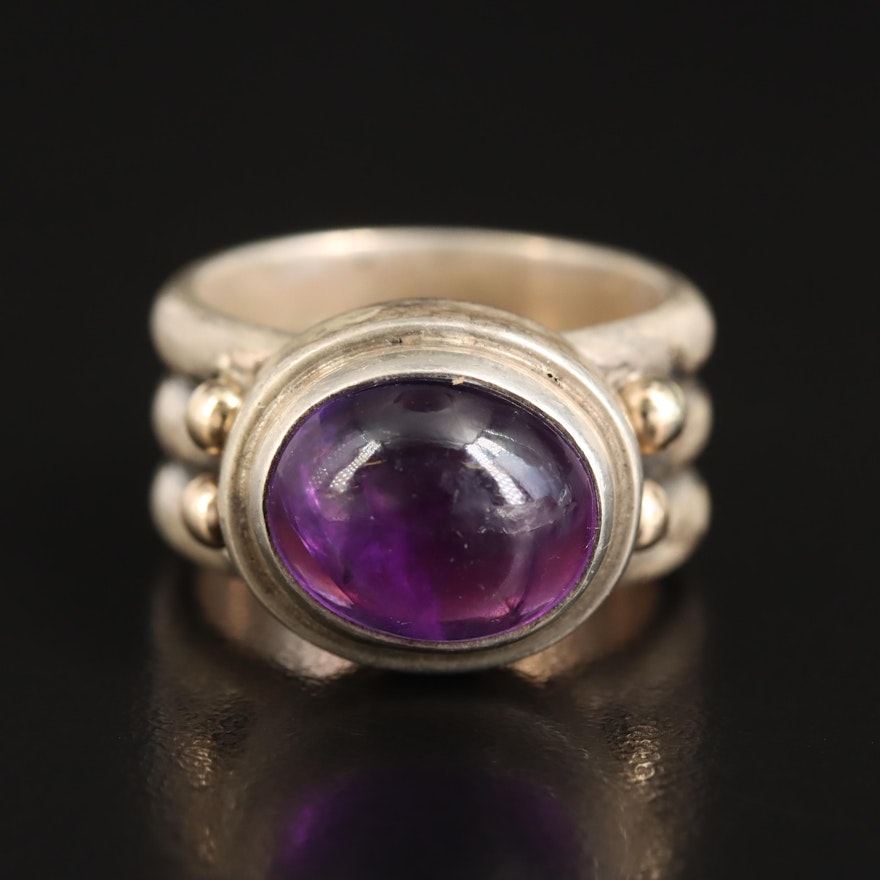 Sterling Amethyst Ring with 14K Accents