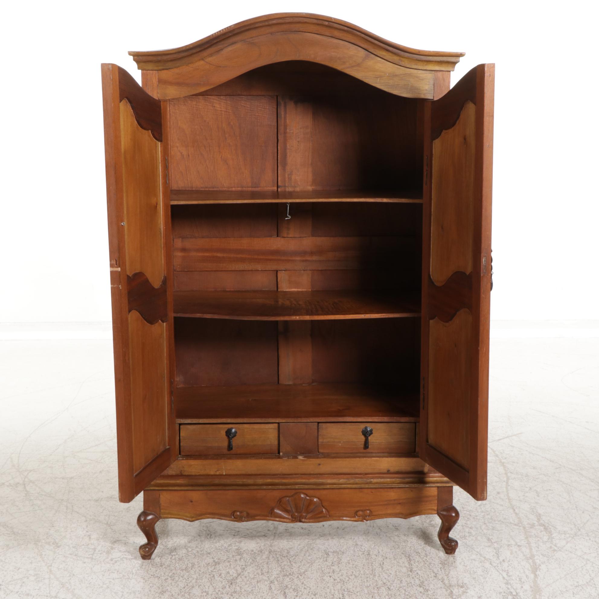 Baroque Style Guatemalan Hardwood Cabinet-on-Stand, Late 20th Century