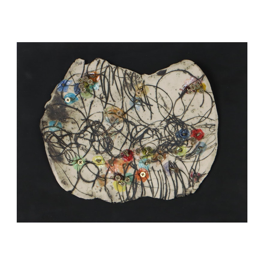 Judy DeSimone Abstract Ceramic Wall Sculpture "Suspect Locations"