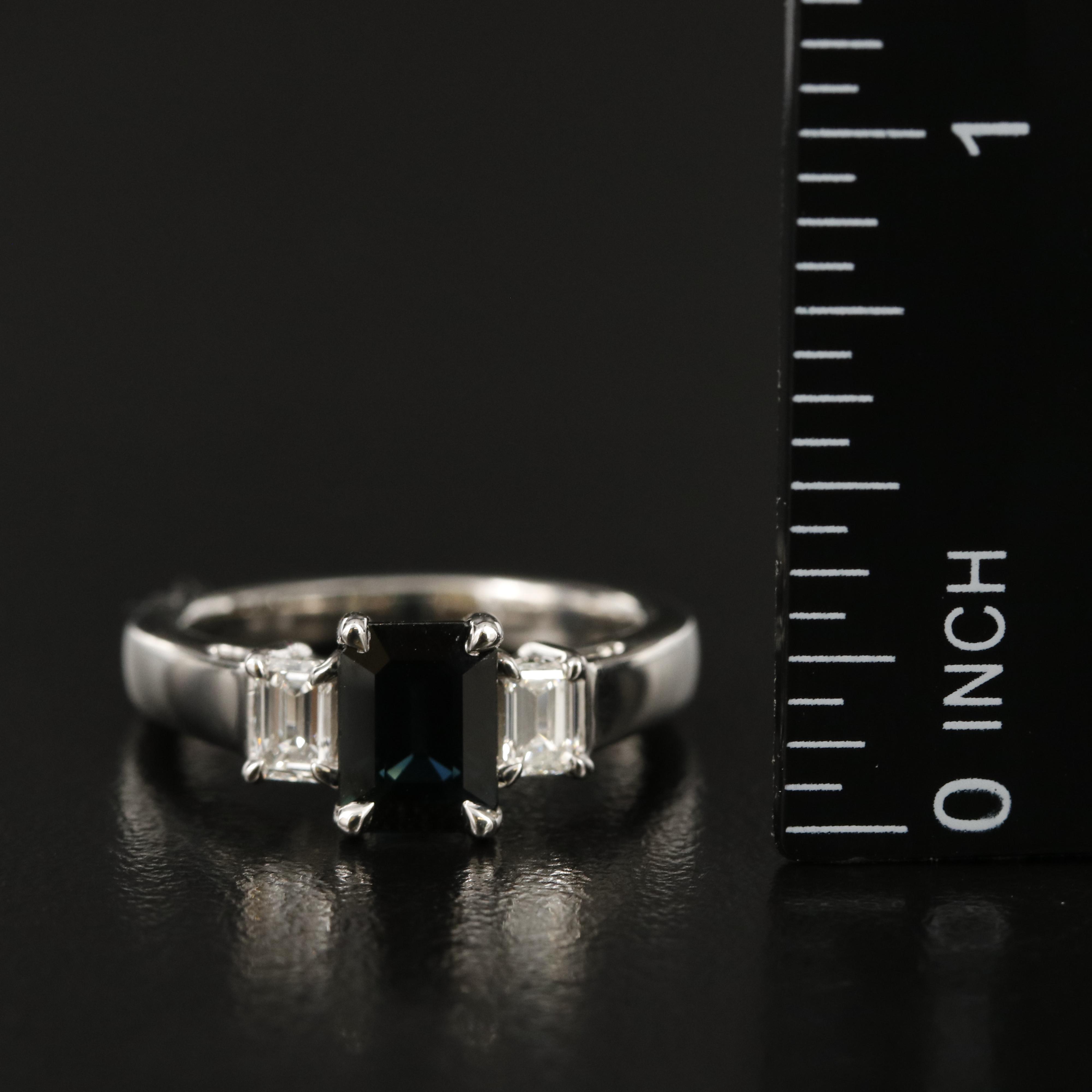 Platinum 1.77 CT Sapphire and Diamond Ring