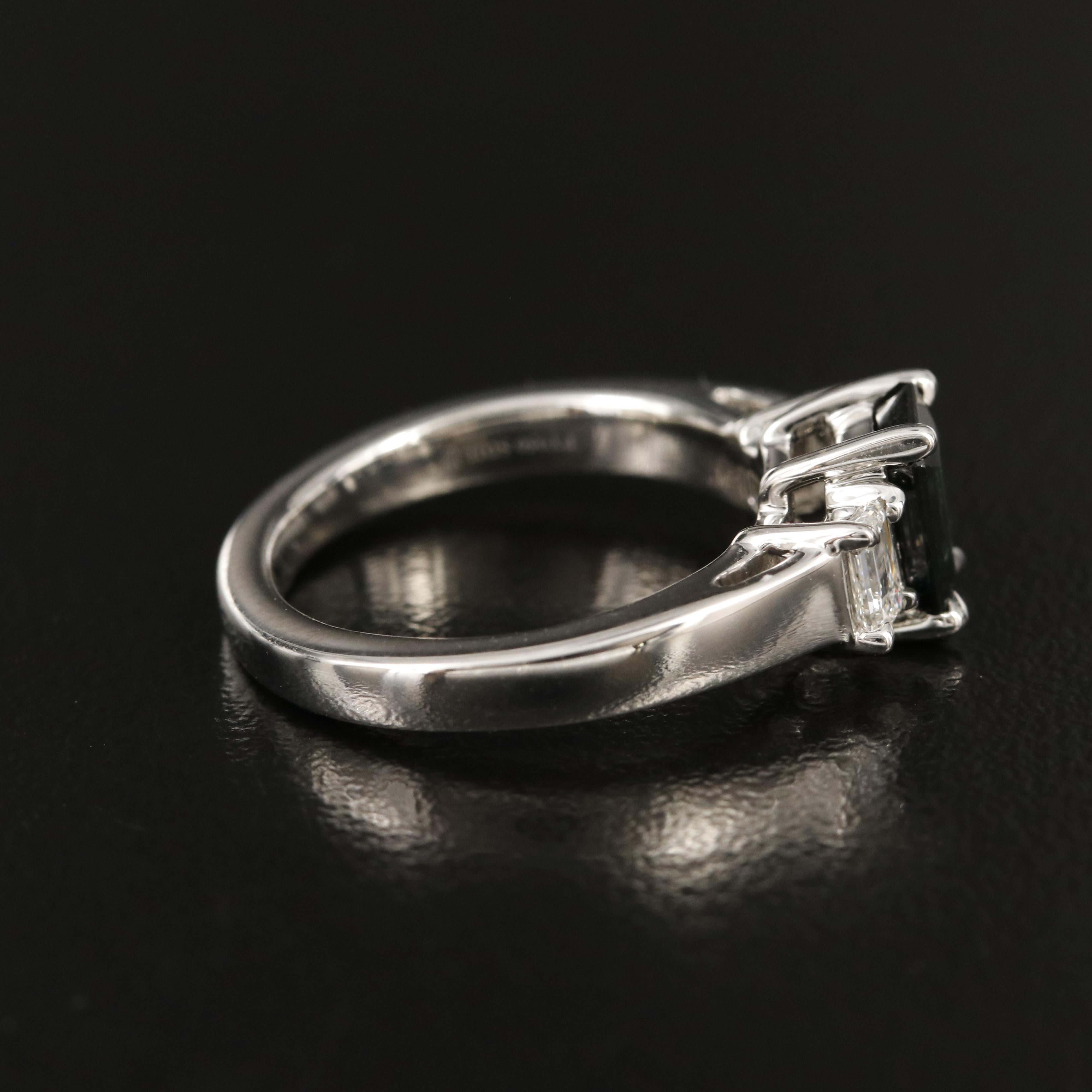 Platinum 1.77 CT Sapphire and Diamond Ring