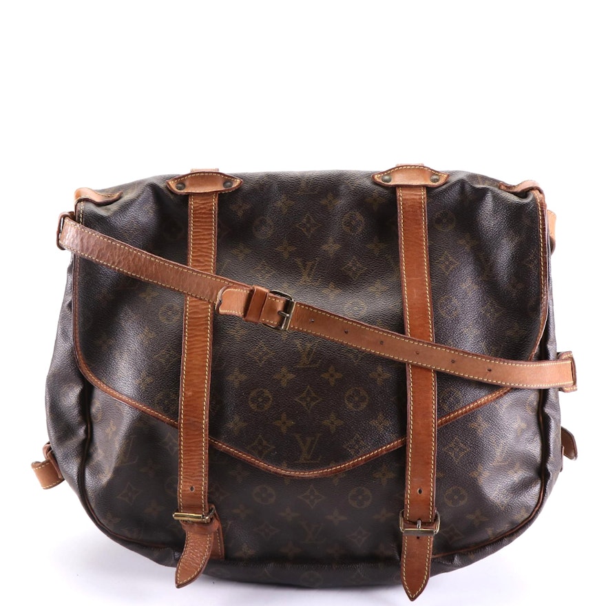 Louis Vuitton Saumur 43 Bag in Monogram Canvas and Vachetta Leather