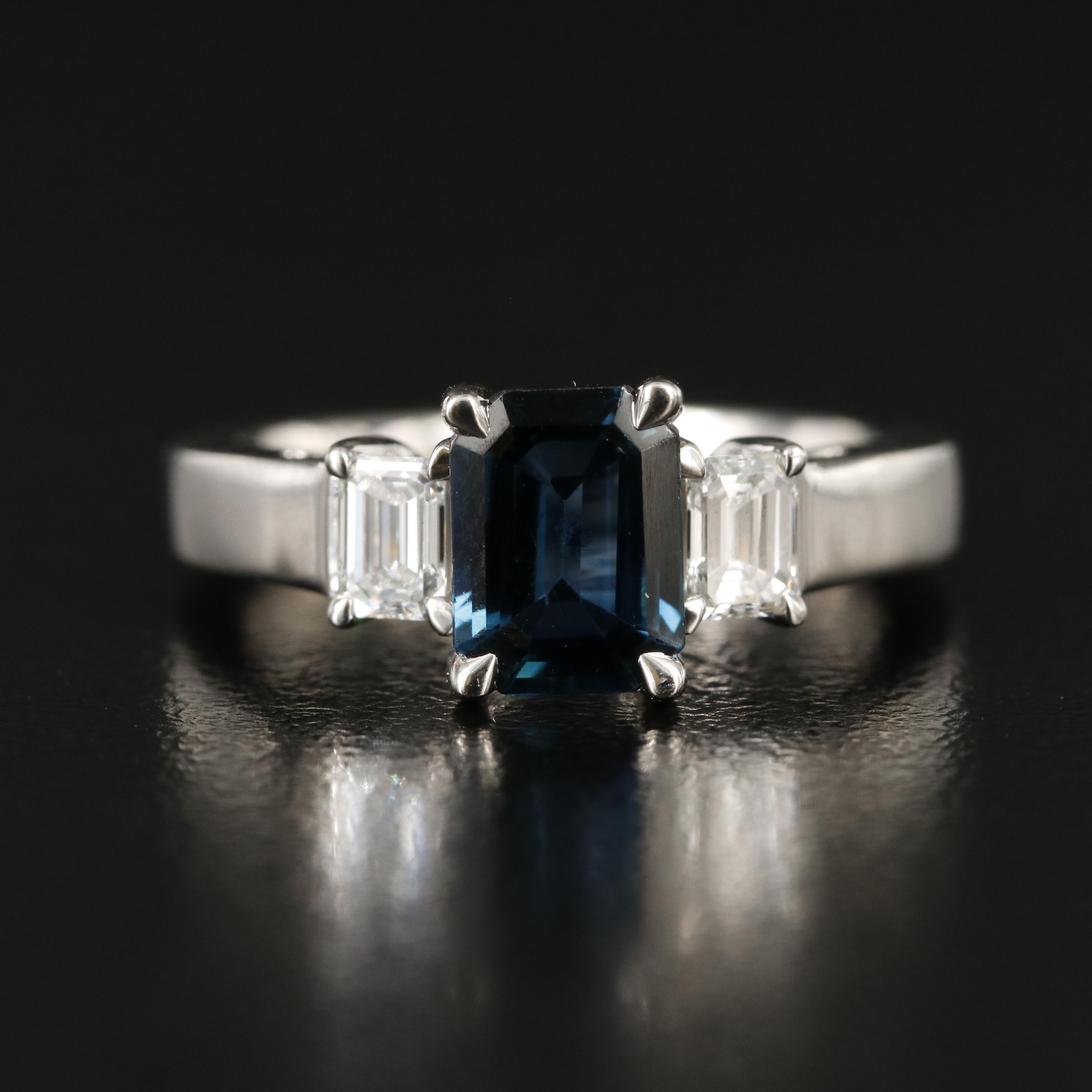 Platinum 1.52 CT Sapphire and Diamond Ring