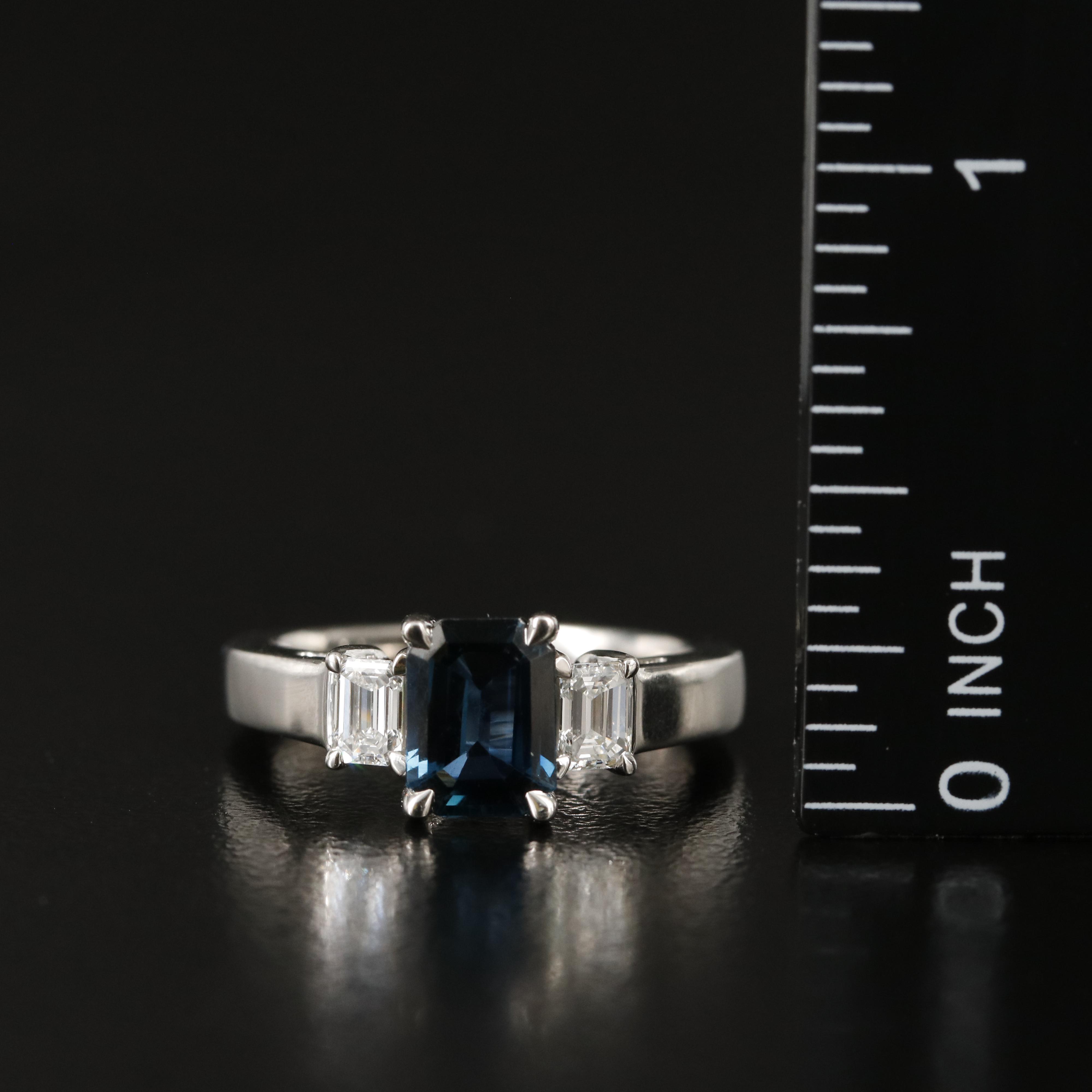 Platinum 1.52 CT Sapphire and Diamond Ring