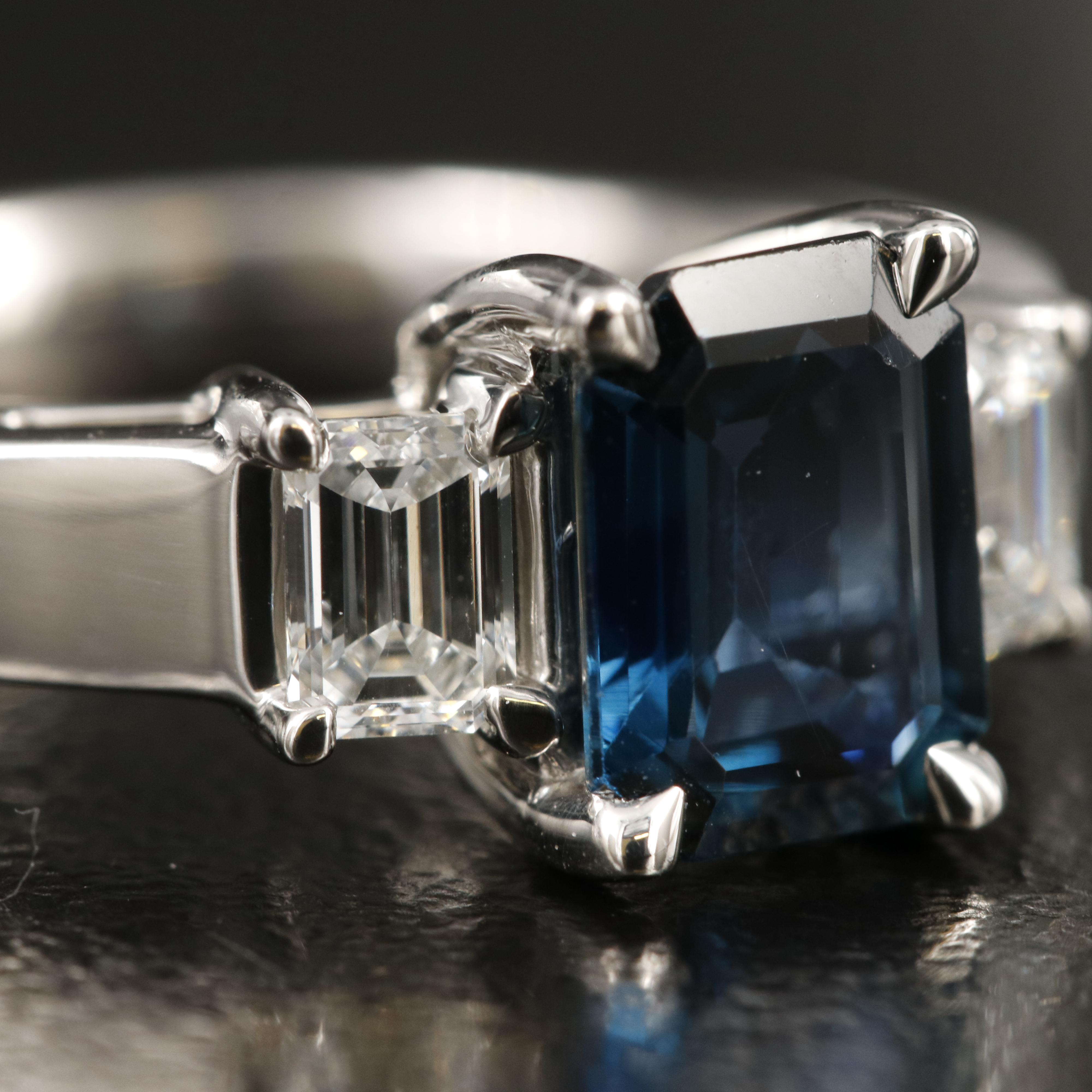 Platinum 1.52 CT Sapphire and Diamond Ring
