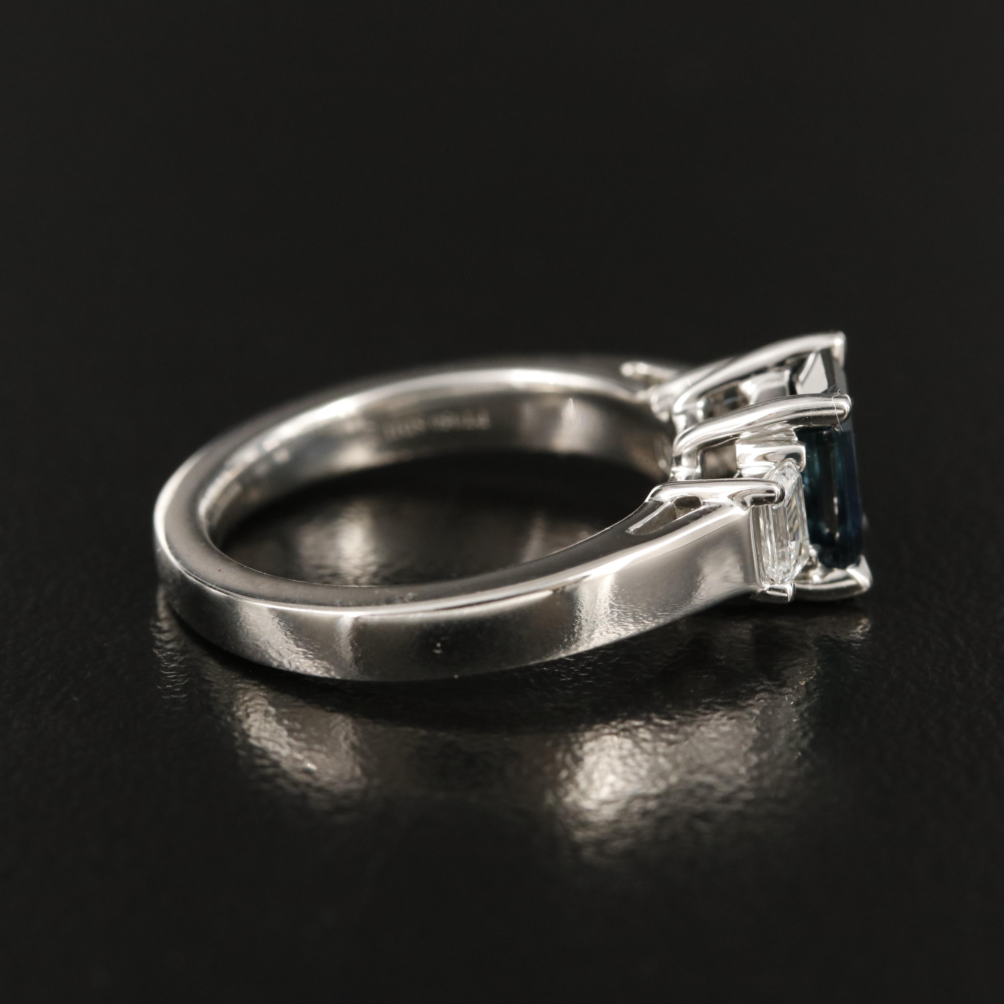 Platinum 1.52 CT Sapphire and Diamond Ring