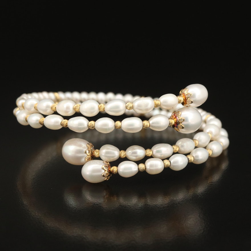 Sterling Pearl Double Strand Bypass Cuff