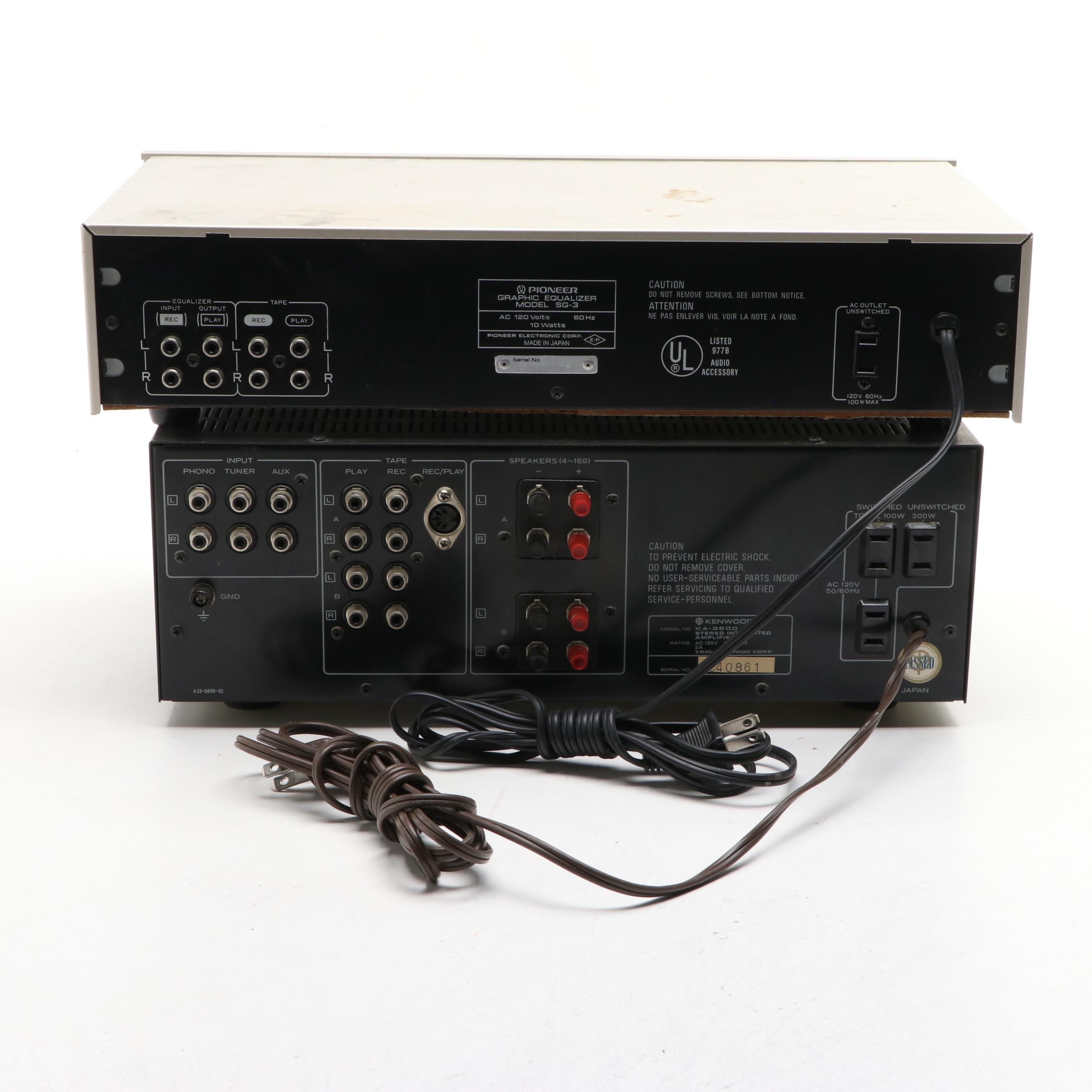 Kenwood KA-3500 Stereo Integrated Amplifier and Pioneer SG-3 Graphic Equalizer