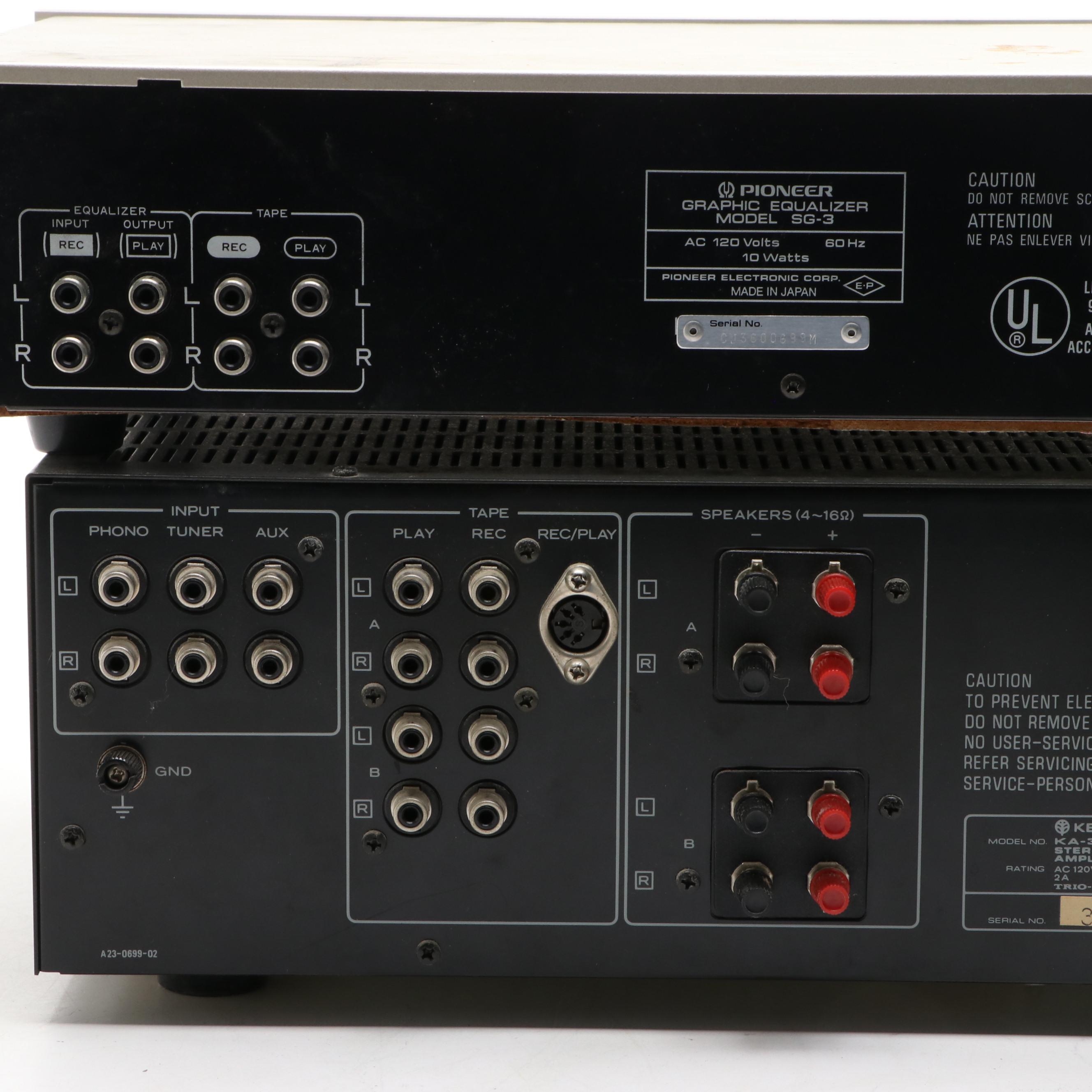 Kenwood KA-3500 Stereo Integrated Amplifier and Pioneer SG-3 Graphic Equalizer
