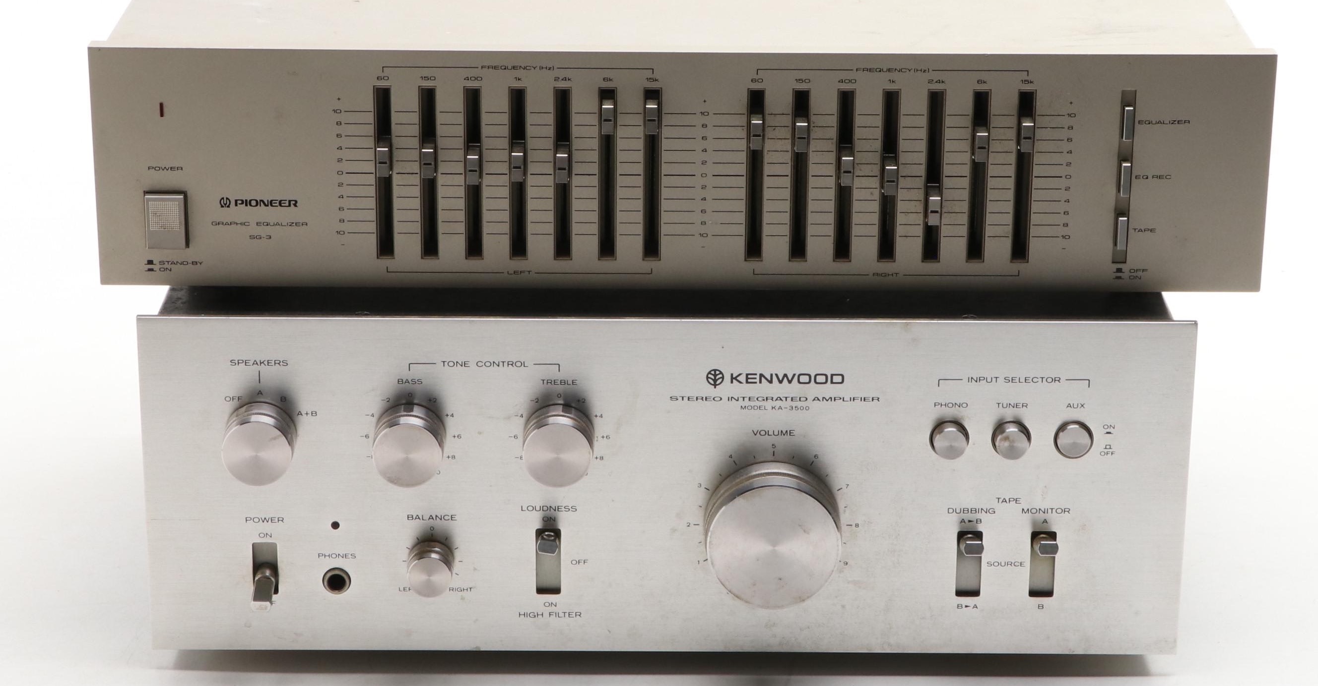 Kenwood KA-3500 Stereo Integrated Amplifier and Pioneer SG-3 Graphic Equalizer