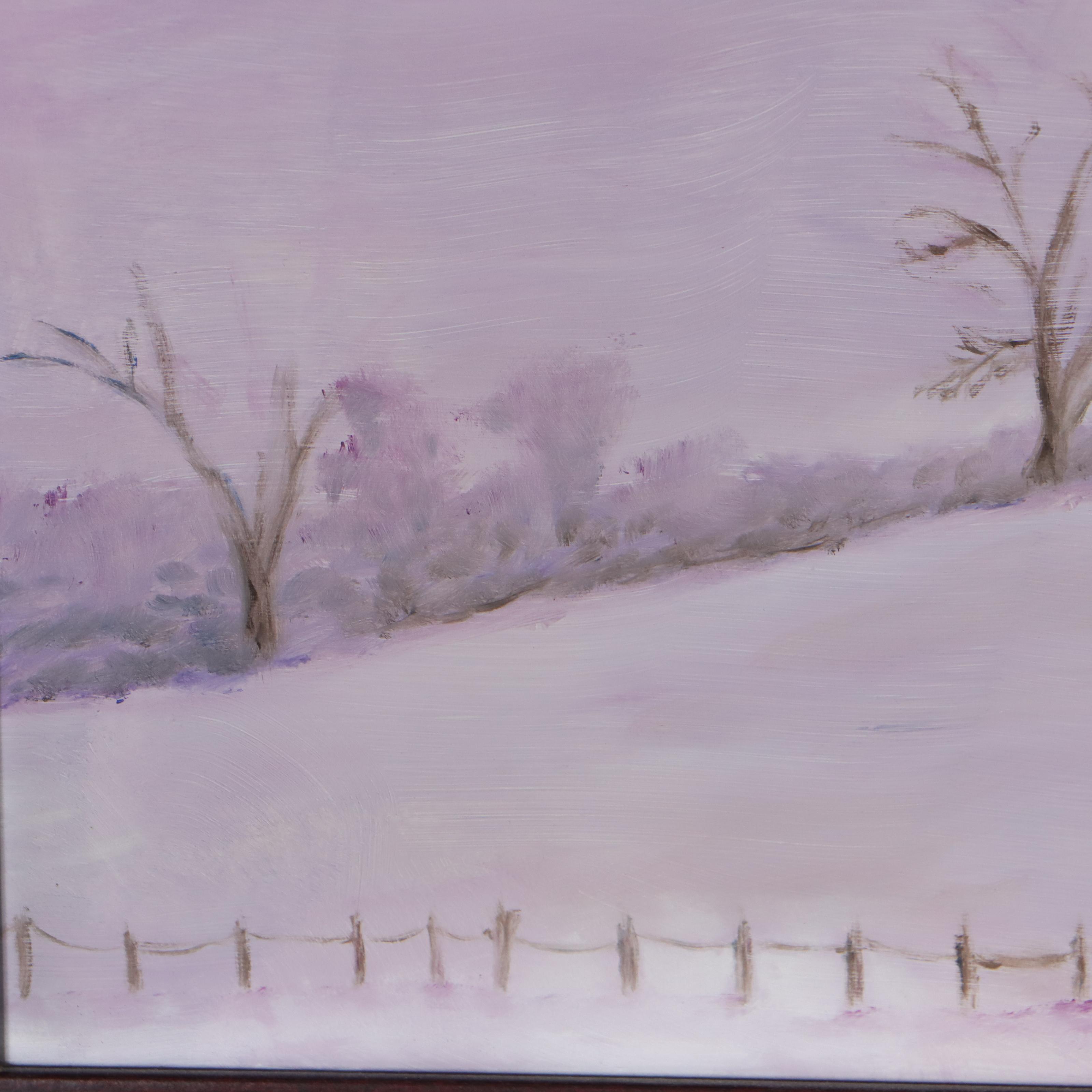 Winter Farm Landscape Oil Painting, 21st Century