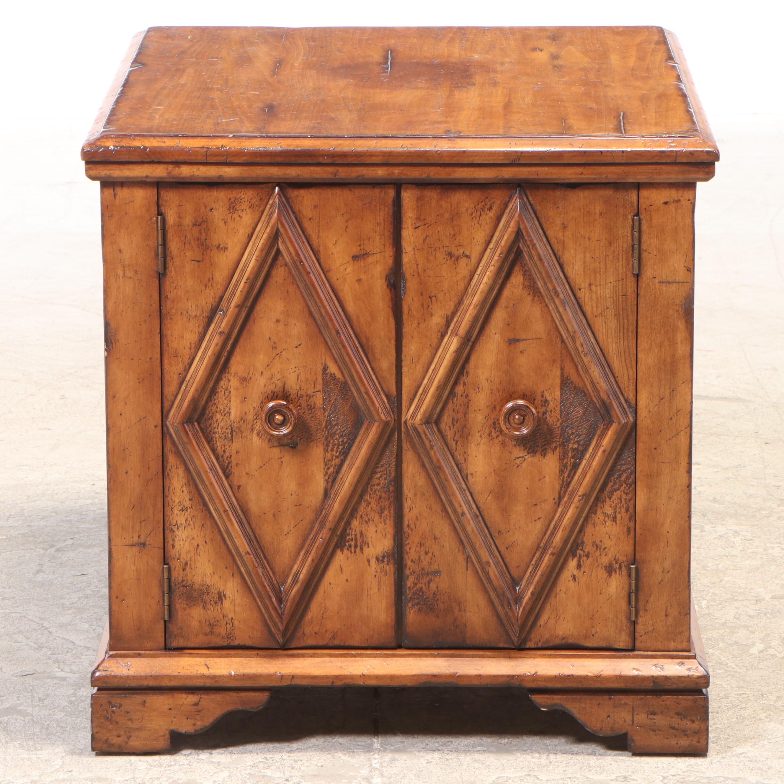 End Table Cabinet with Distressed Finish