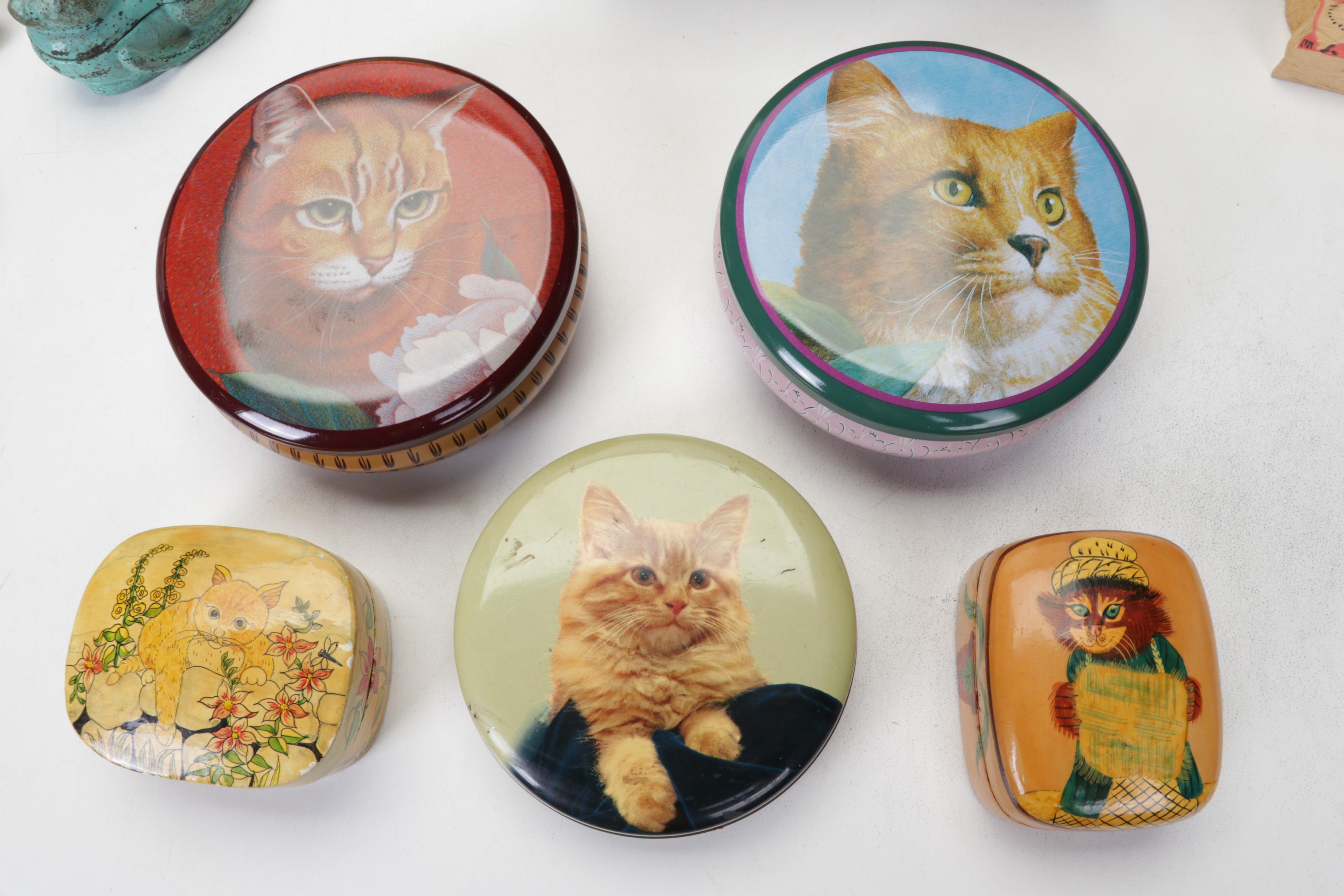 Hand-Painted Wood, Metal, Tin, & More Cat Figurines & Decor Feat. Laurel Burch