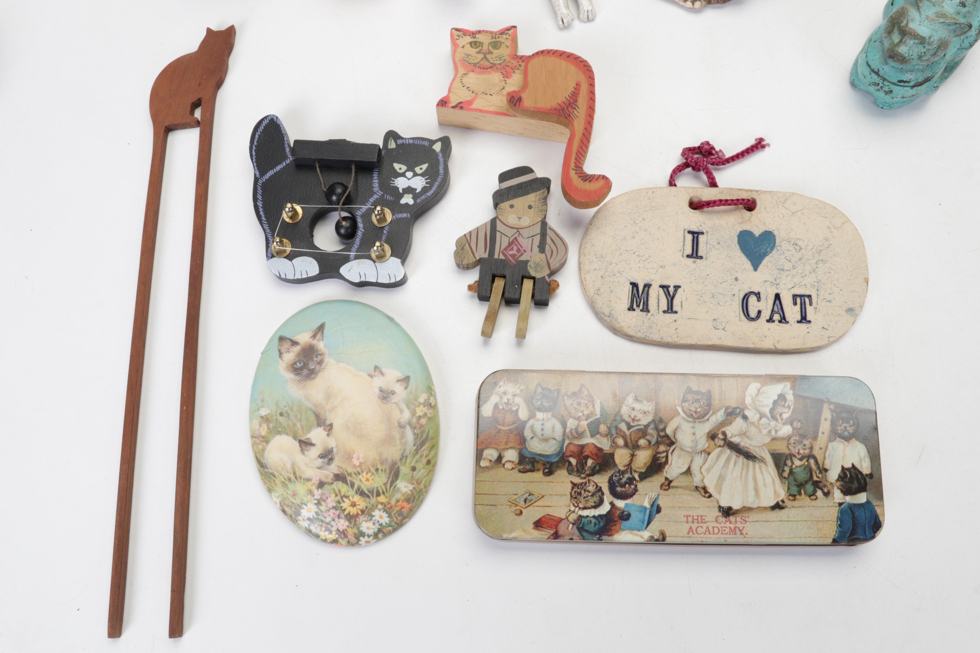 Hand-Painted Wood, Metal, Tin, & More Cat Figurines & Decor Feat. Laurel Burch