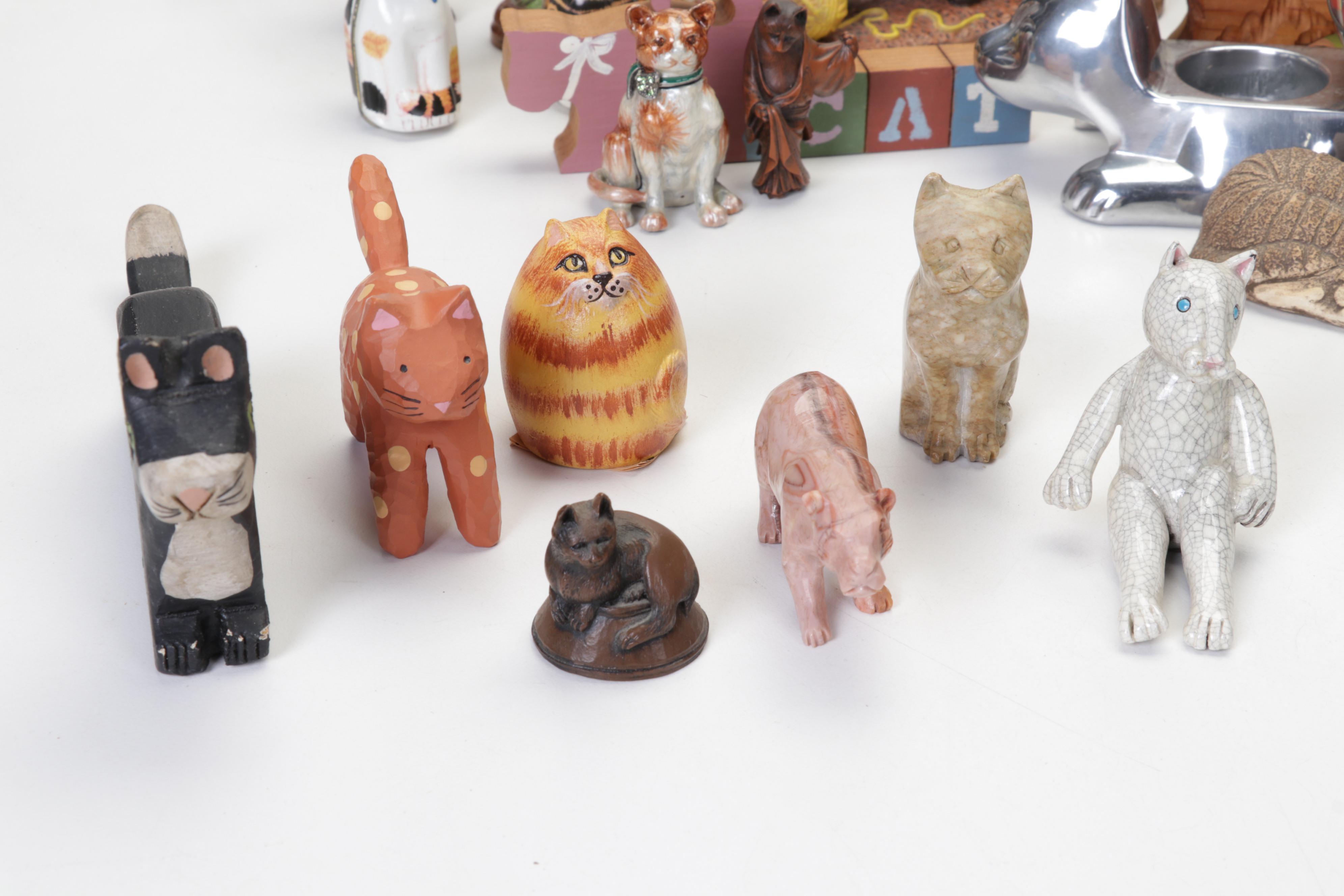 Hand-Painted Wood, Metal, Tin, & More Cat Figurines & Decor Feat. Laurel Burch