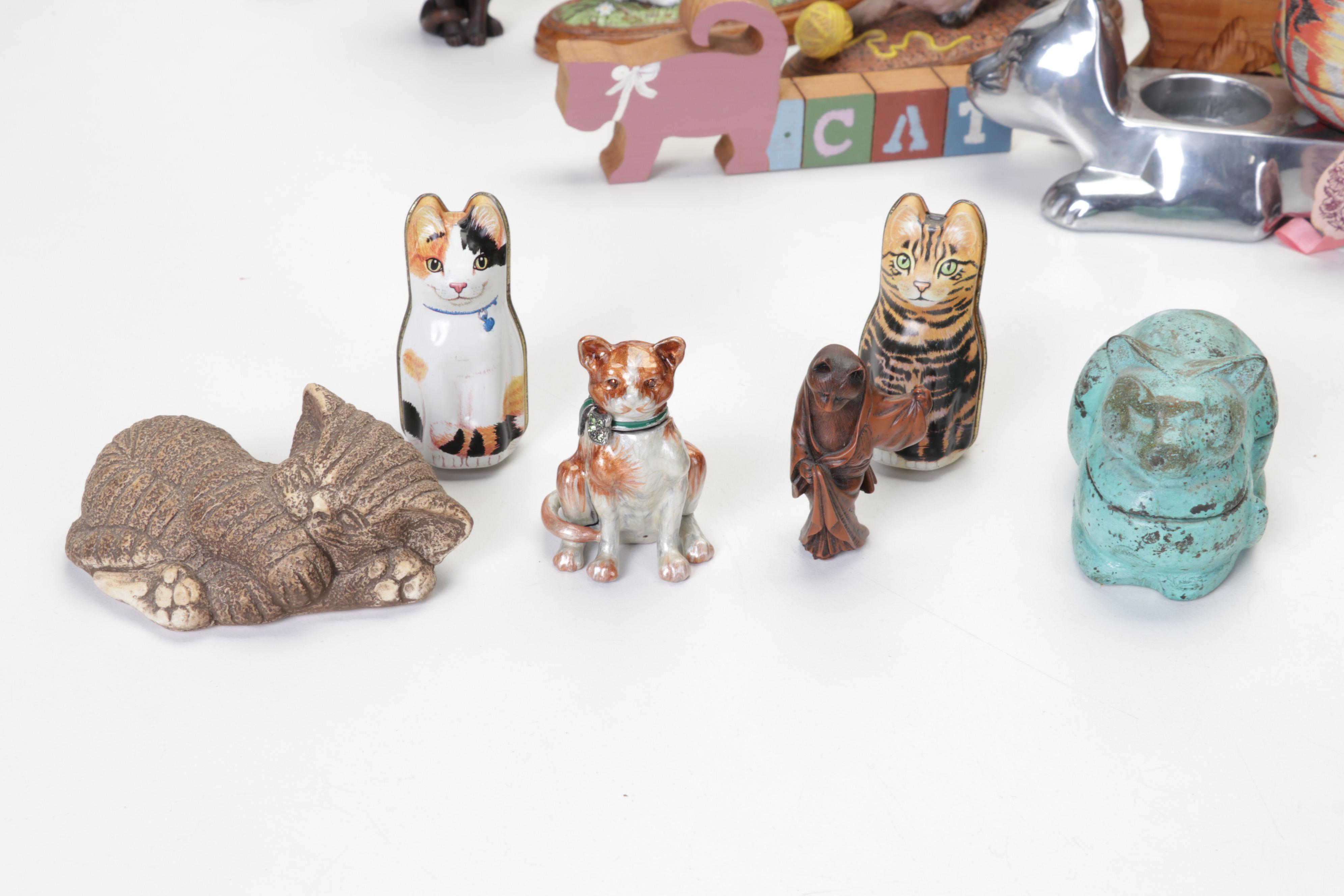Hand-Painted Wood, Metal, Tin, & More Cat Figurines & Decor Feat. Laurel Burch