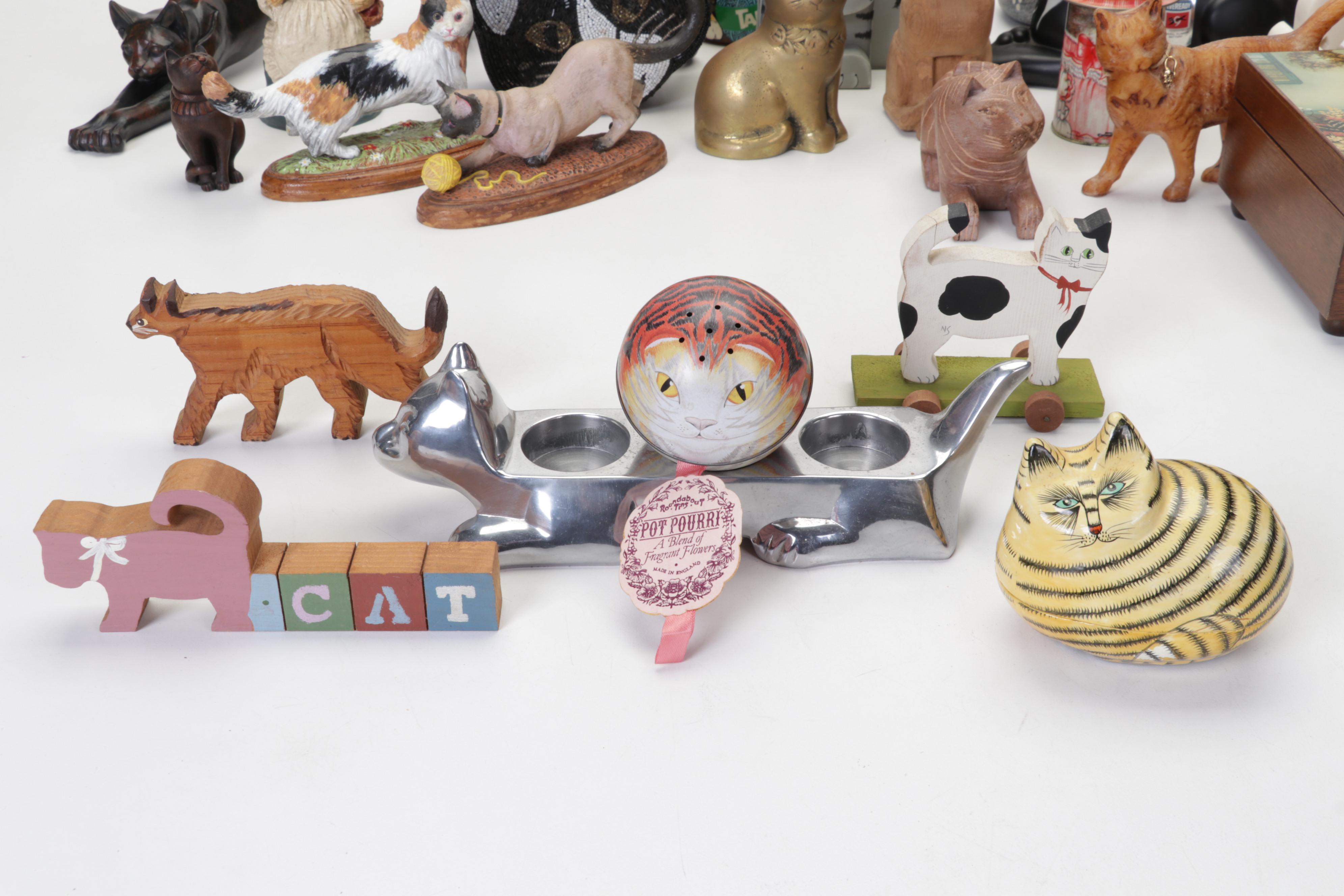 Hand-Painted Wood, Metal, Tin, & More Cat Figurines & Decor Feat. Laurel Burch