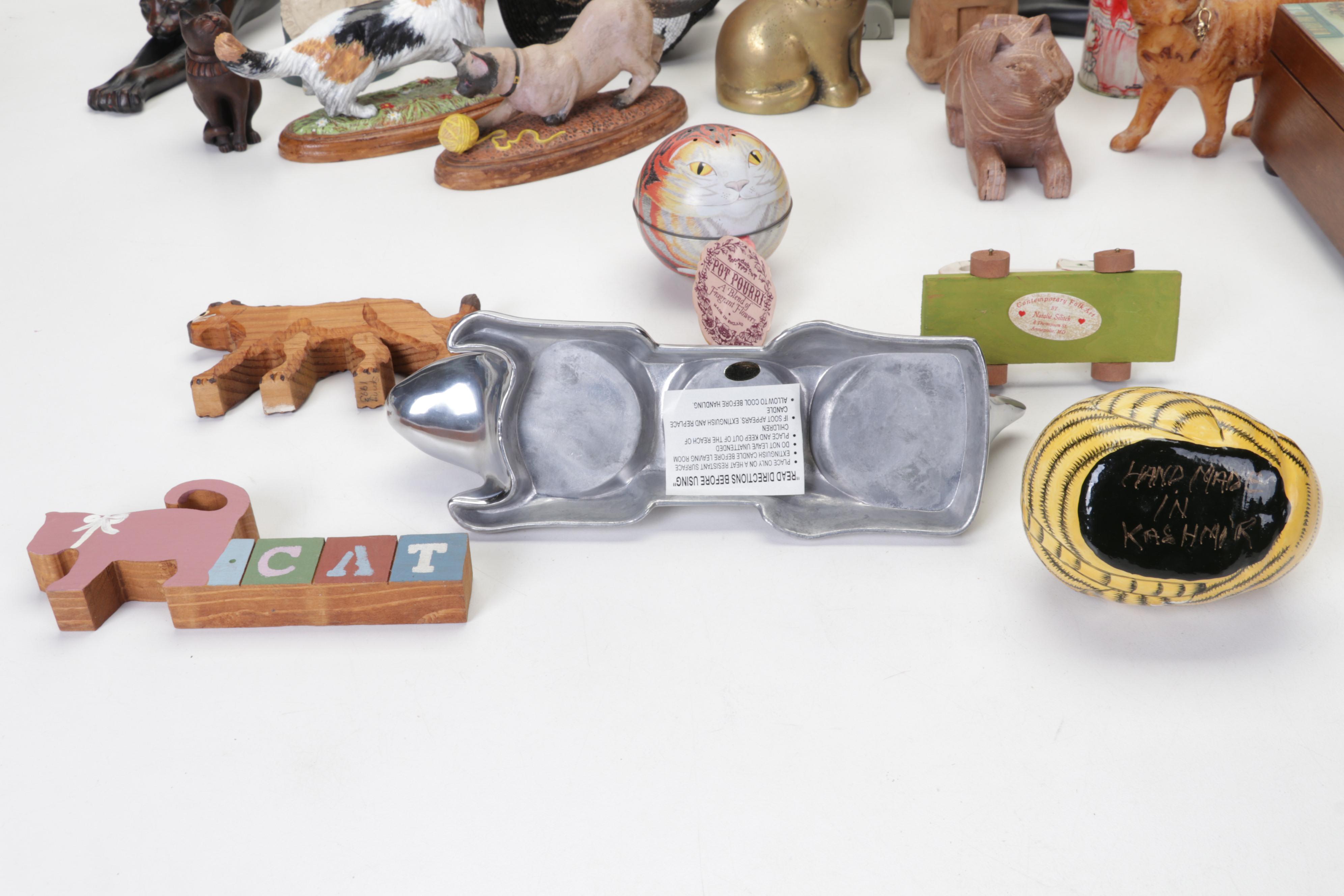 Hand-Painted Wood, Metal, Tin, & More Cat Figurines & Decor Feat. Laurel Burch