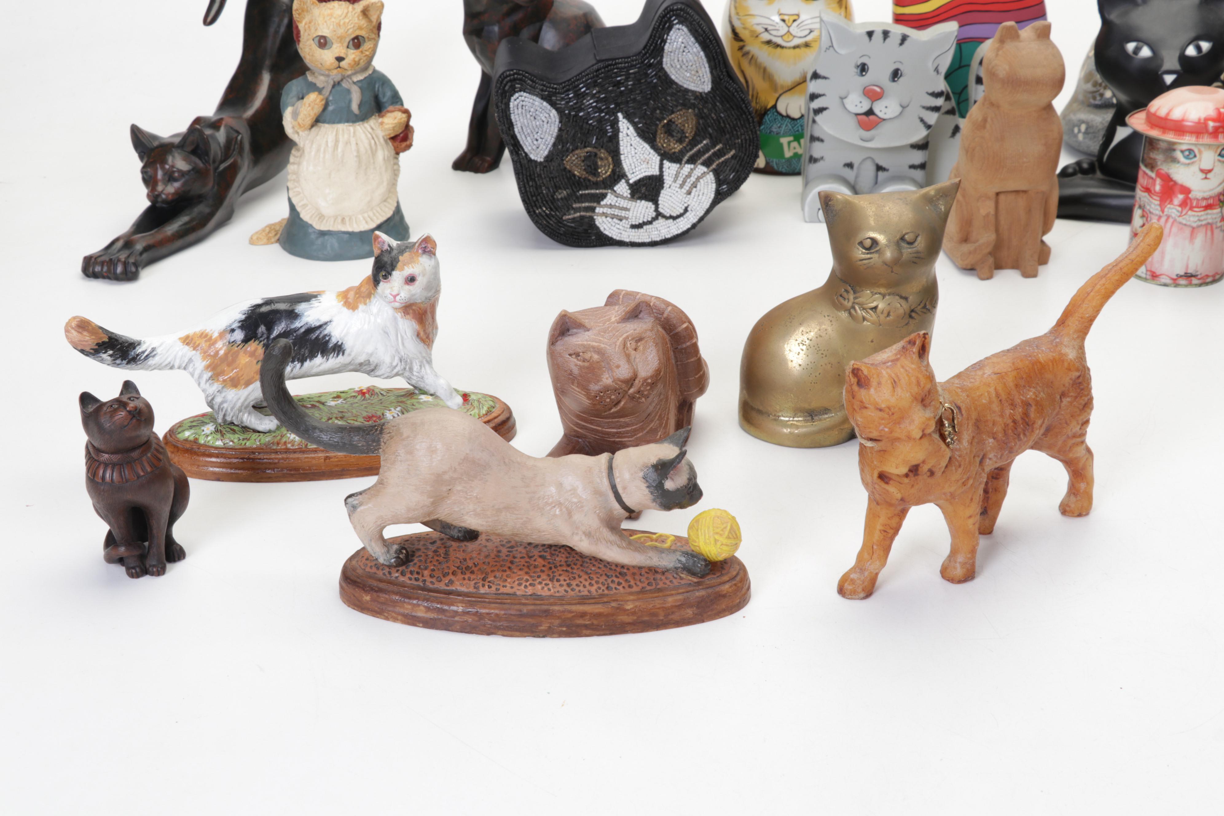 Hand-Painted Wood, Metal, Tin, & More Cat Figurines & Decor Feat. Laurel Burch