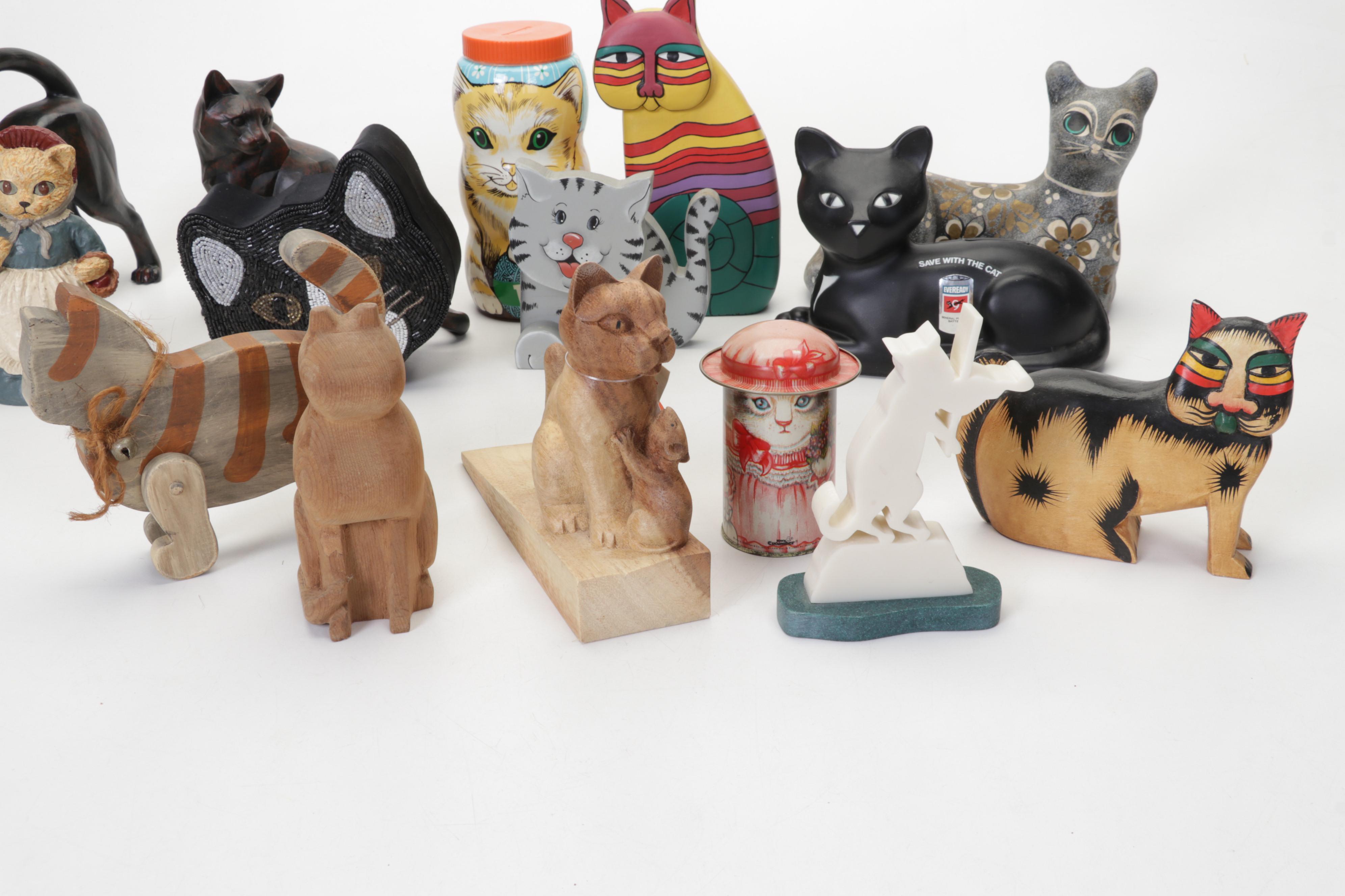 Hand-Painted Wood, Metal, Tin, & More Cat Figurines & Decor Feat. Laurel Burch