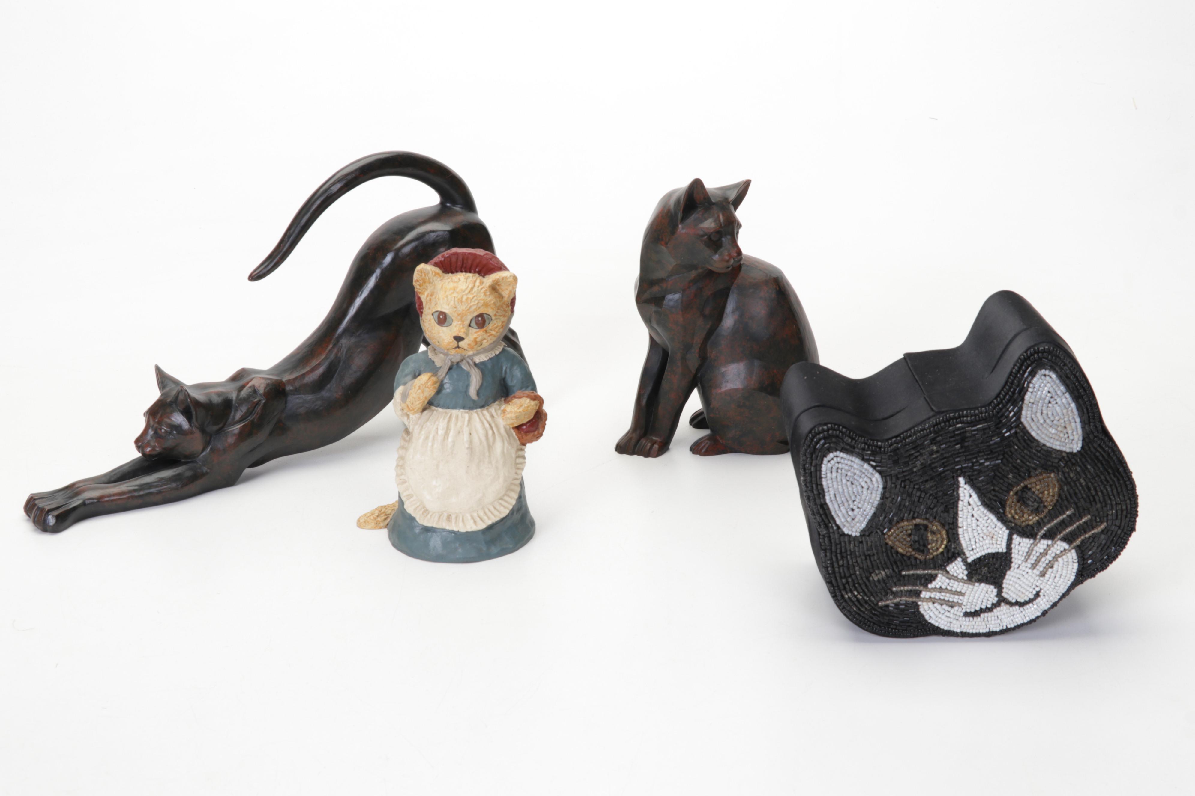 Hand-Painted Wood, Metal, Tin, & More Cat Figurines & Decor Feat. Laurel Burch