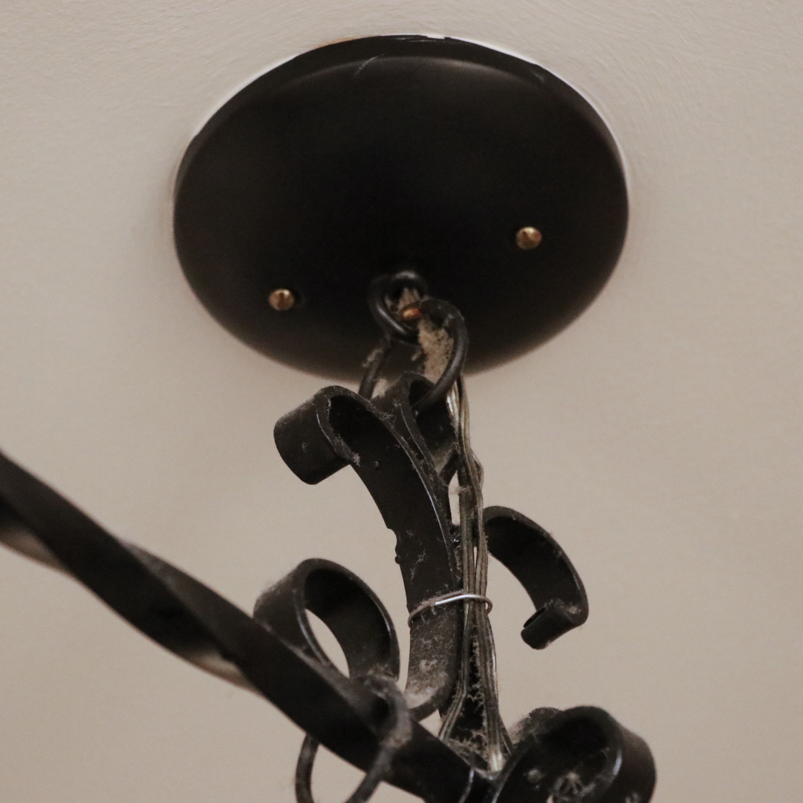 Italian Style Wrought Iron Nine-Light Chandelier with Pot Rack