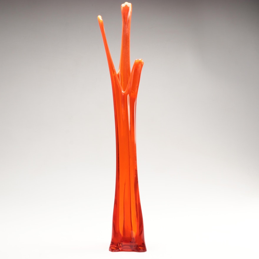 Viking Glass Three-Finger Swung Glass Vase, Mid-20th Century
