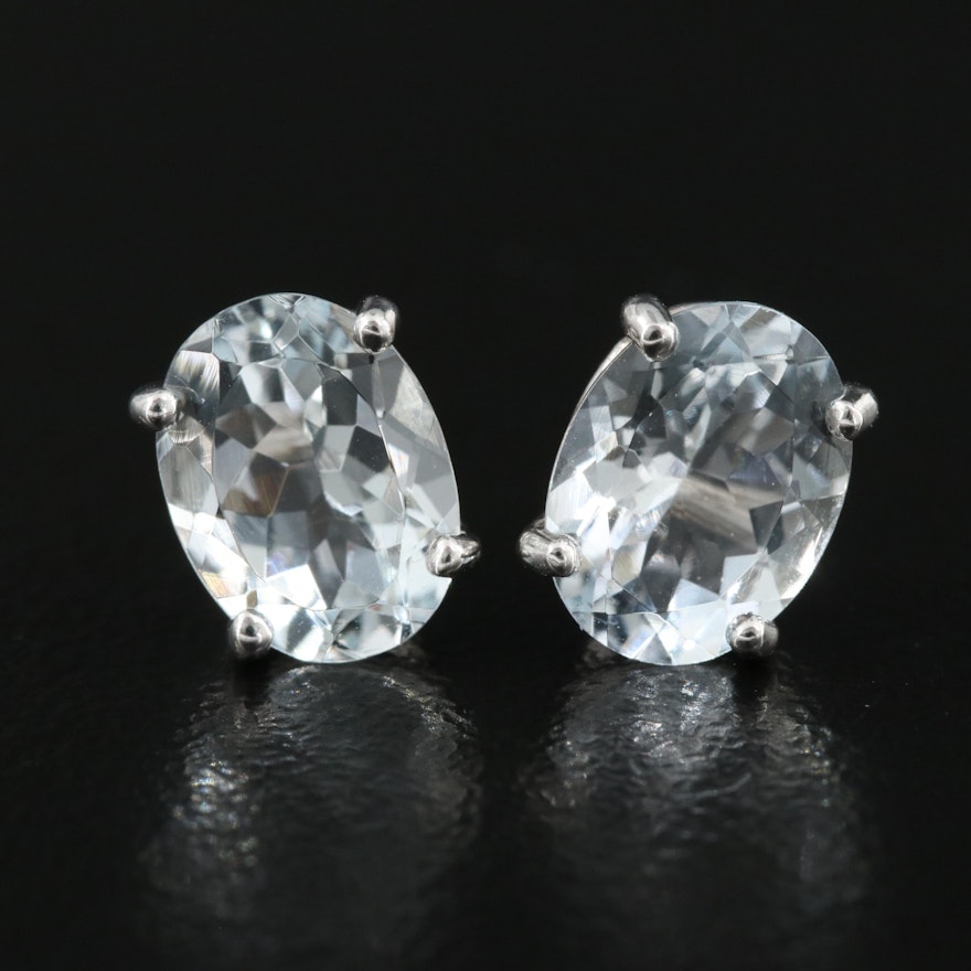 14K Aquamarine Solitaire Earrings