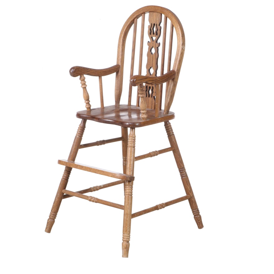 Thames Valley Style Oak Child's Windsor High Chair, Late 20th Century
