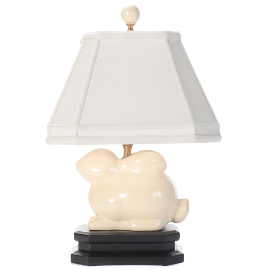 Glazed Ceramic Bunny Table Lamp, Contemporary