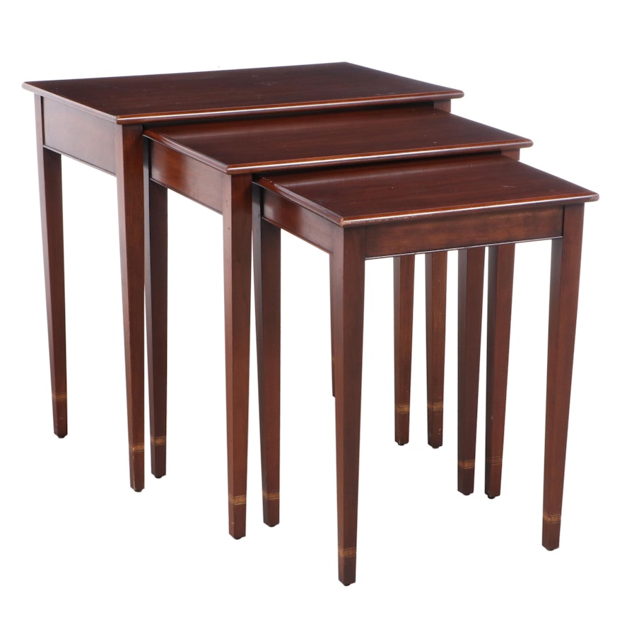 Three Henkel-Harris "Virginia Galleries" Cherrywood Nesting Tables, dated 1985