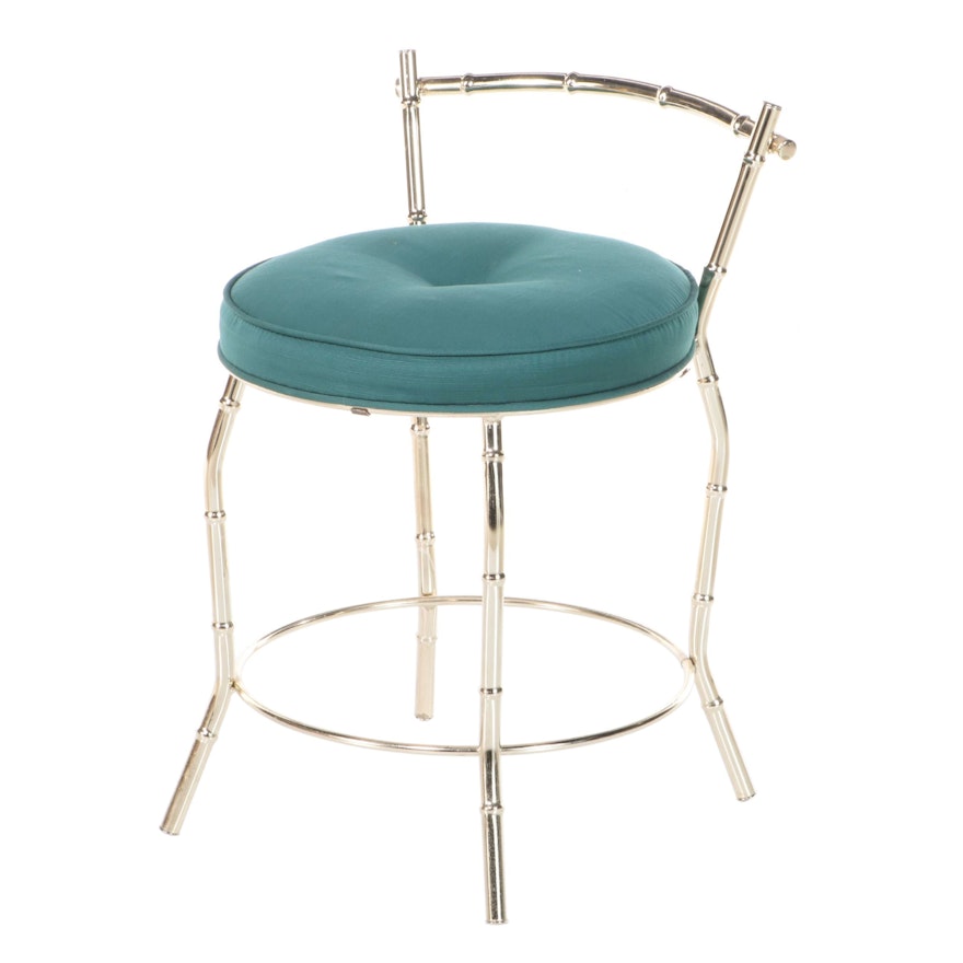 Hollywood Regency Style Brass-Patinated Metal Vanity Stool, Late 20th Century