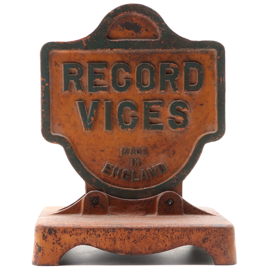 Record Vices Cast Iron Promotional Sign With Base