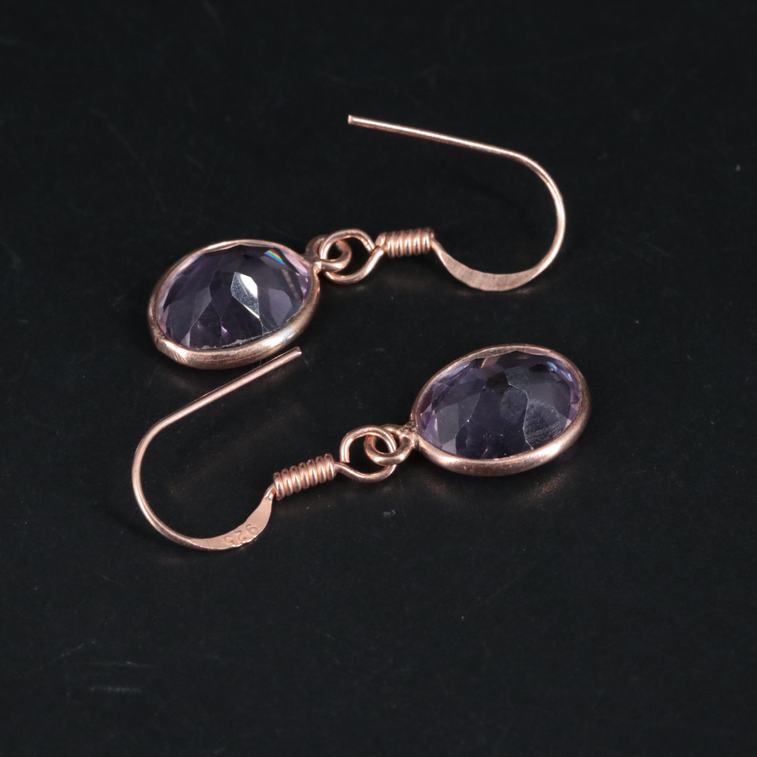 Sterling Silver Amethyst Drop Earrings