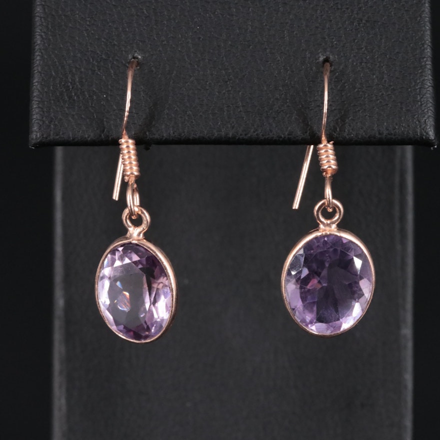 Sterling Silver Amethyst Drop Earrings