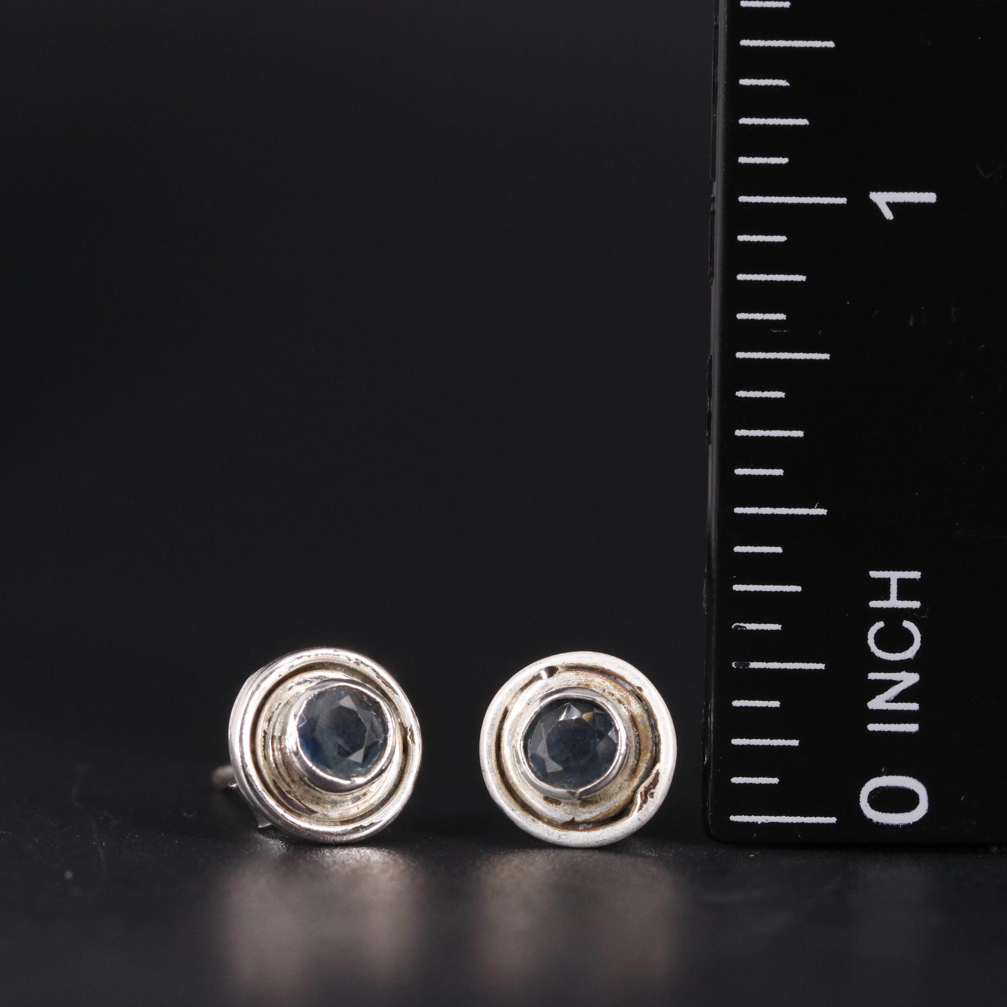 Sterling Sapphire Stud Earrings