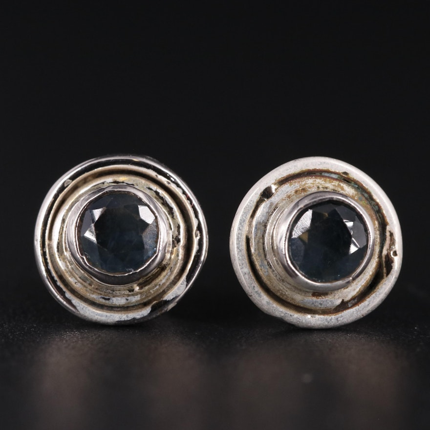 Sterling Sapphire Stud Earrings