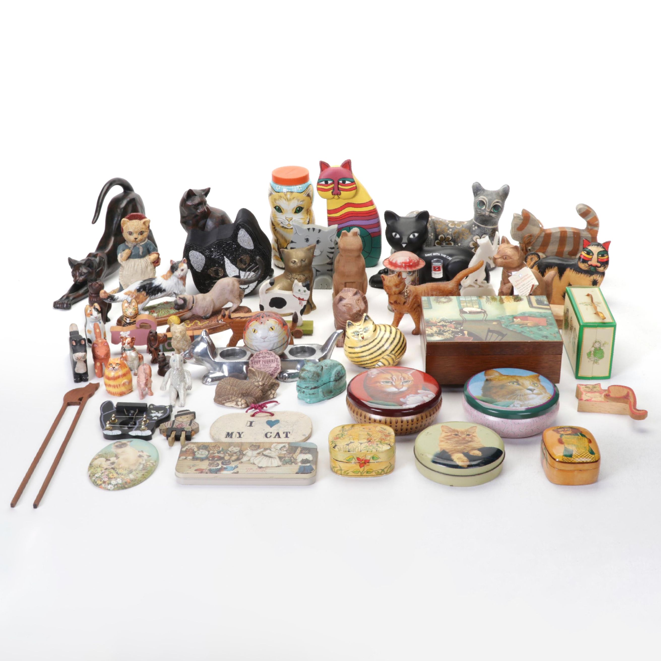 Hand-Painted Wood, Metal, Tin, & More Cat Figurines & Decor Feat. Laurel Burch