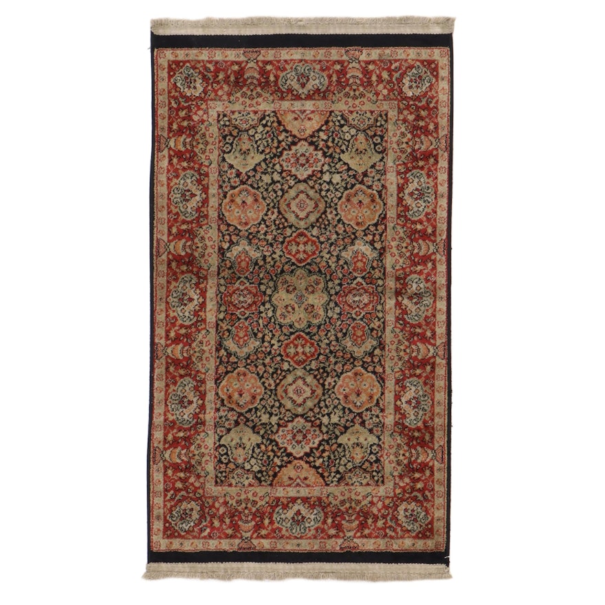 2' x 3'9 European Power Loom Silk Rug, Circa 1990s