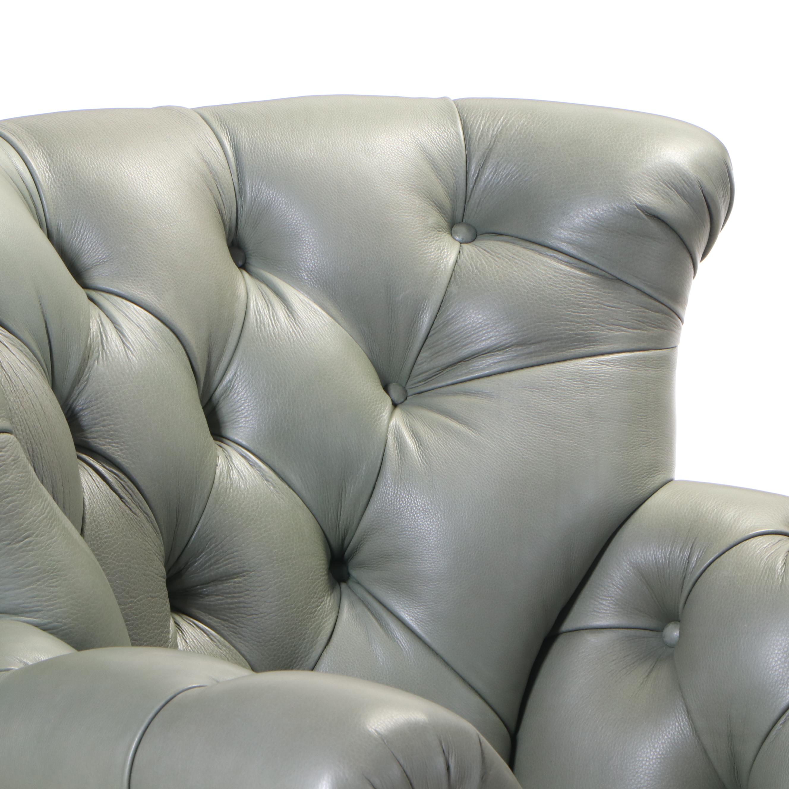 Century Tufted Leather Swivel Lounge Chair