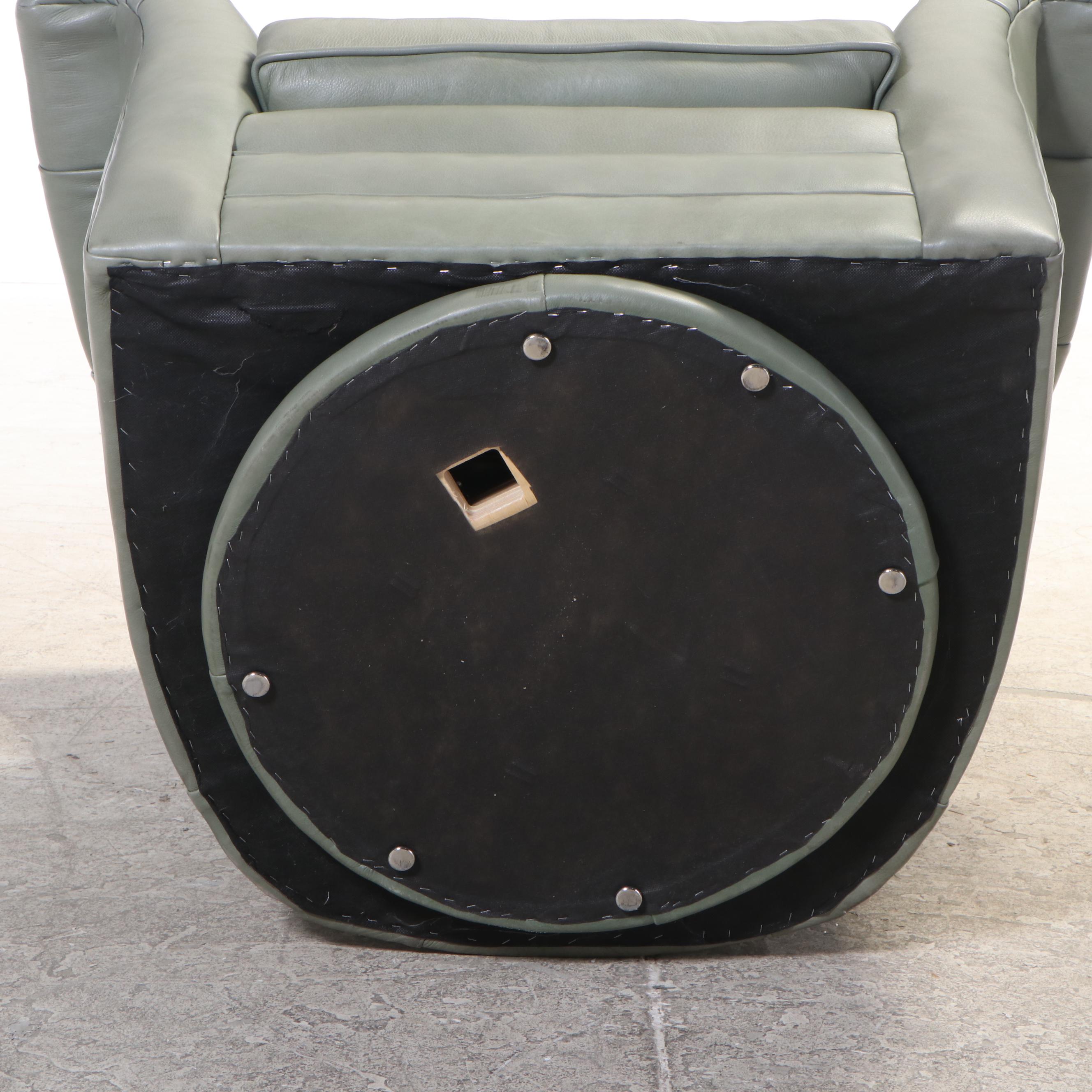 Century Tufted Leather Swivel Lounge Chair