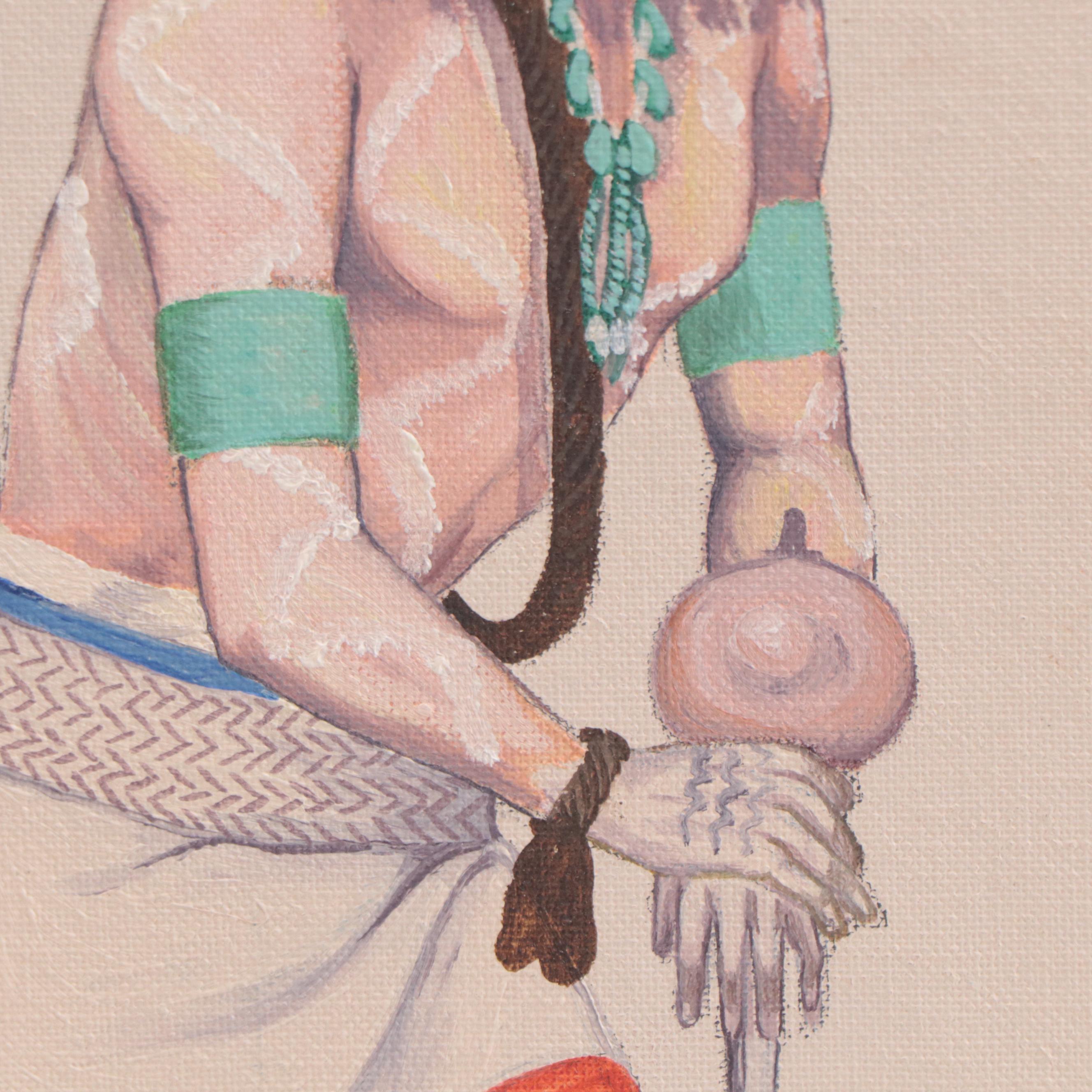 Ramson R. Honahnie Hopi Figurative Acrylic Painting "Ram Dancer"