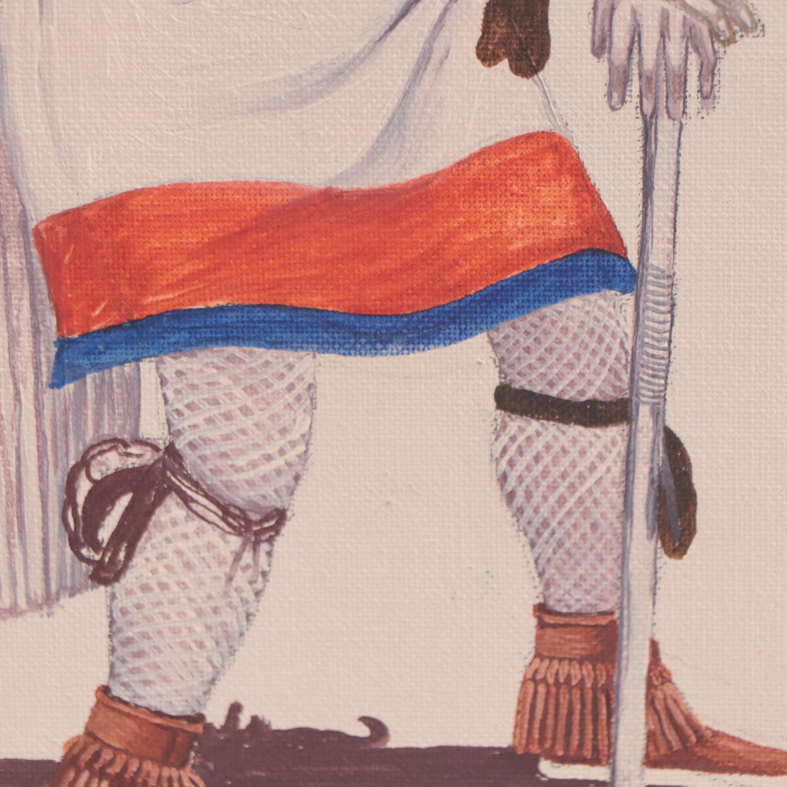 Ramson R. Honahnie Hopi Figurative Acrylic Painting "Ram Dancer"