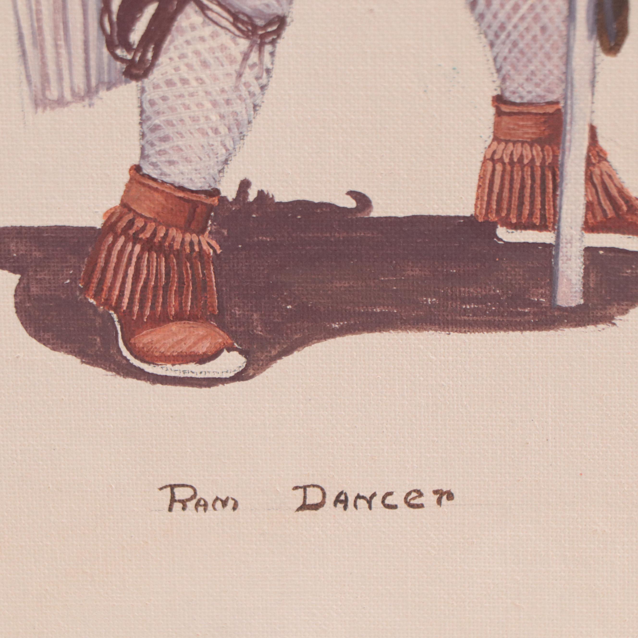 Ramson R. Honahnie Hopi Figurative Acrylic Painting "Ram Dancer"