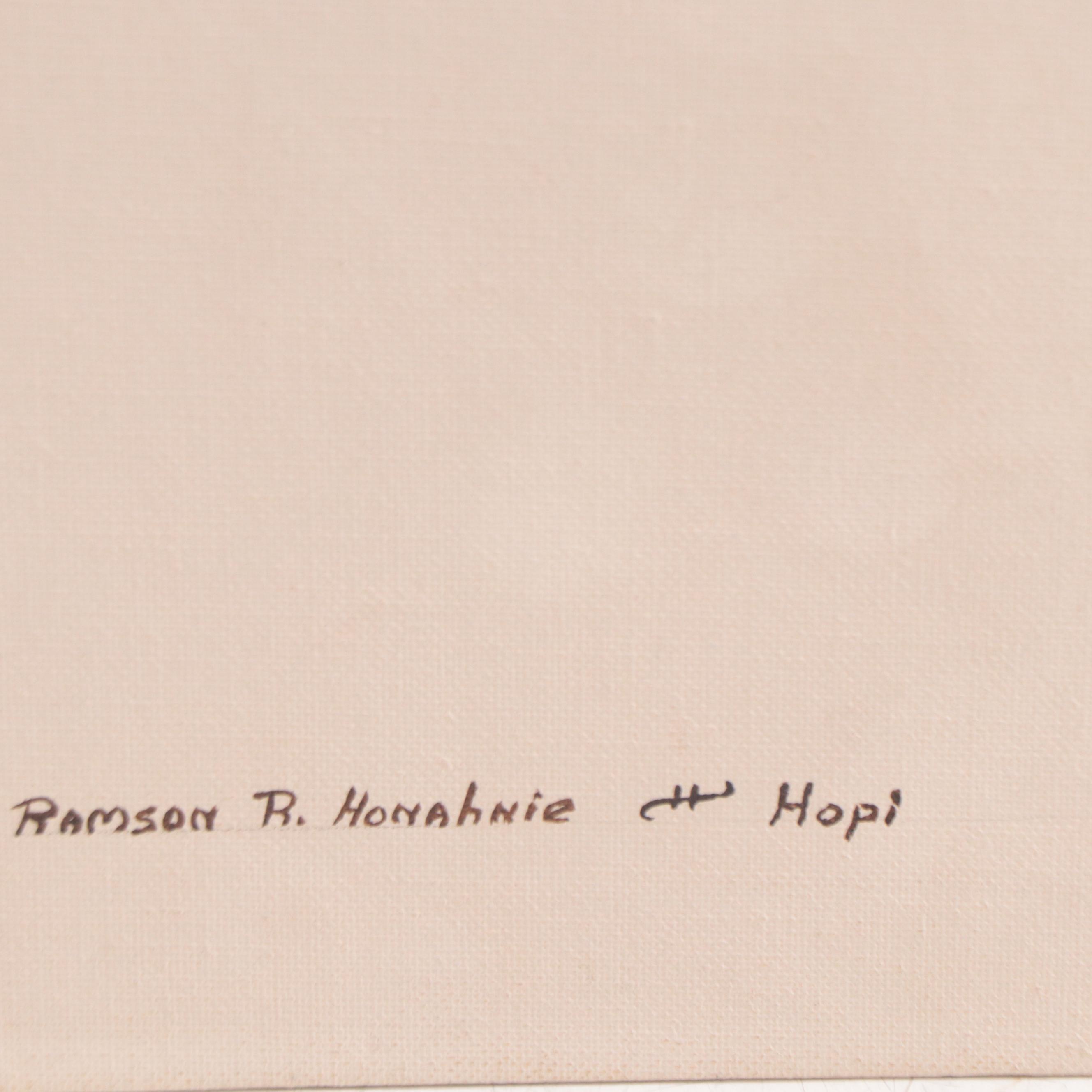 Ramson R. Honahnie Hopi Figurative Acrylic Painting "Ram Dancer"