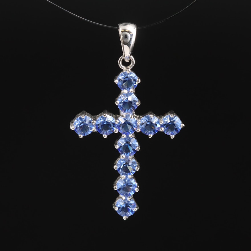 Sterling Glass Cross Pendant