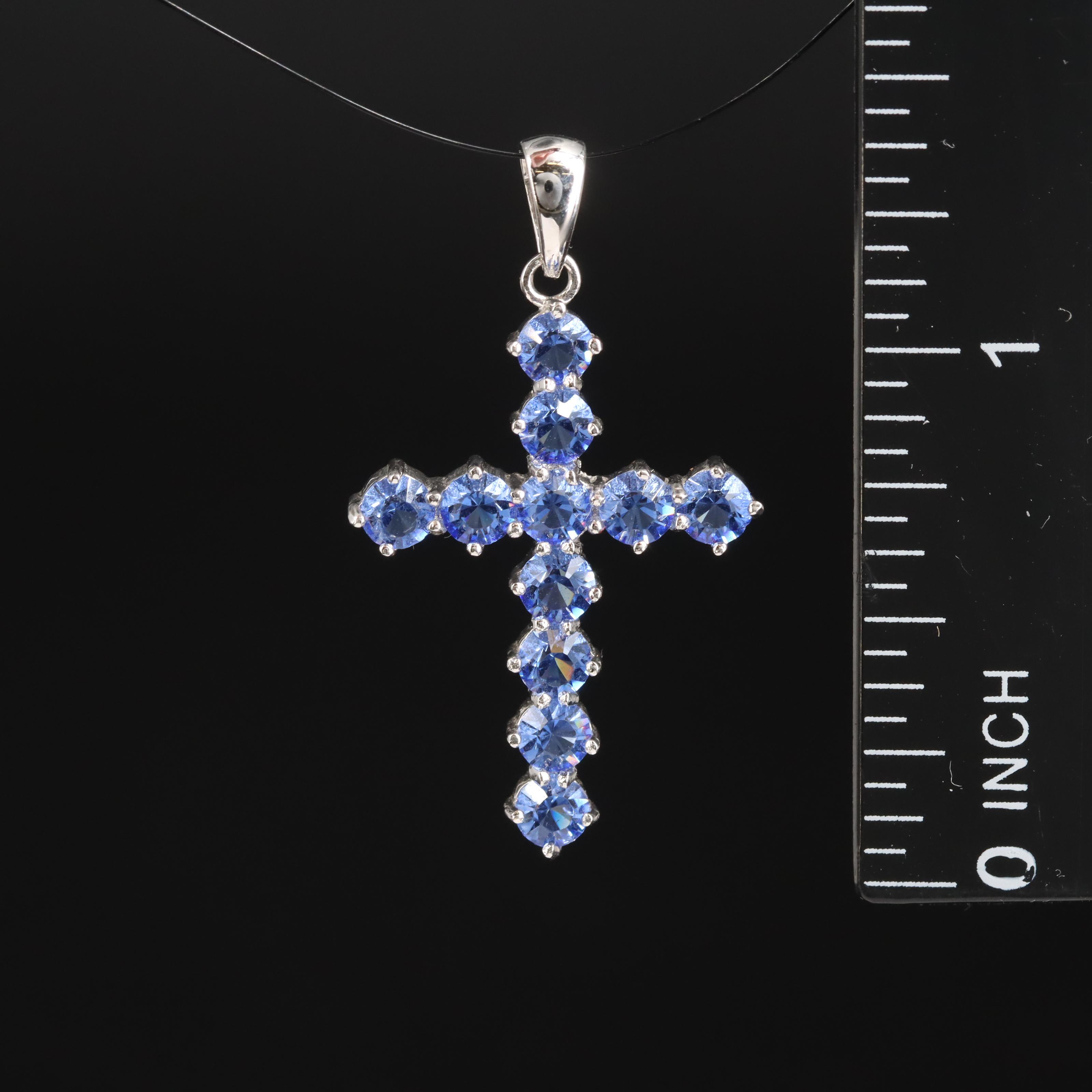 Sterling Glass Cross Pendant
